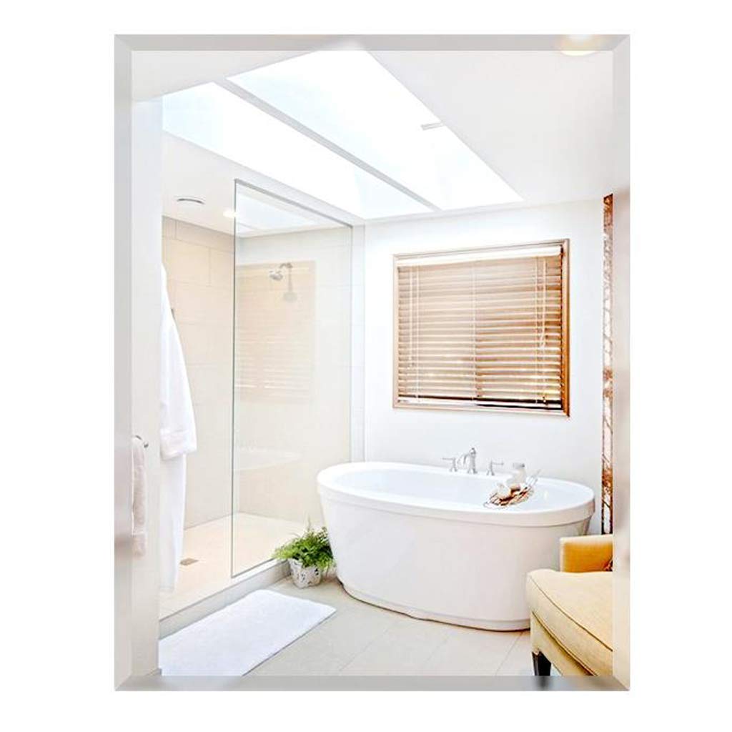 FMOGE Frameless Beveled Rectangle Bathroom Mirror - Large Polished Wall Mirror for Vanity, Makeup, Bedroom, Living Room & Hallway - Perfect for Daily Grooming, Home Decor & Space Enhancement