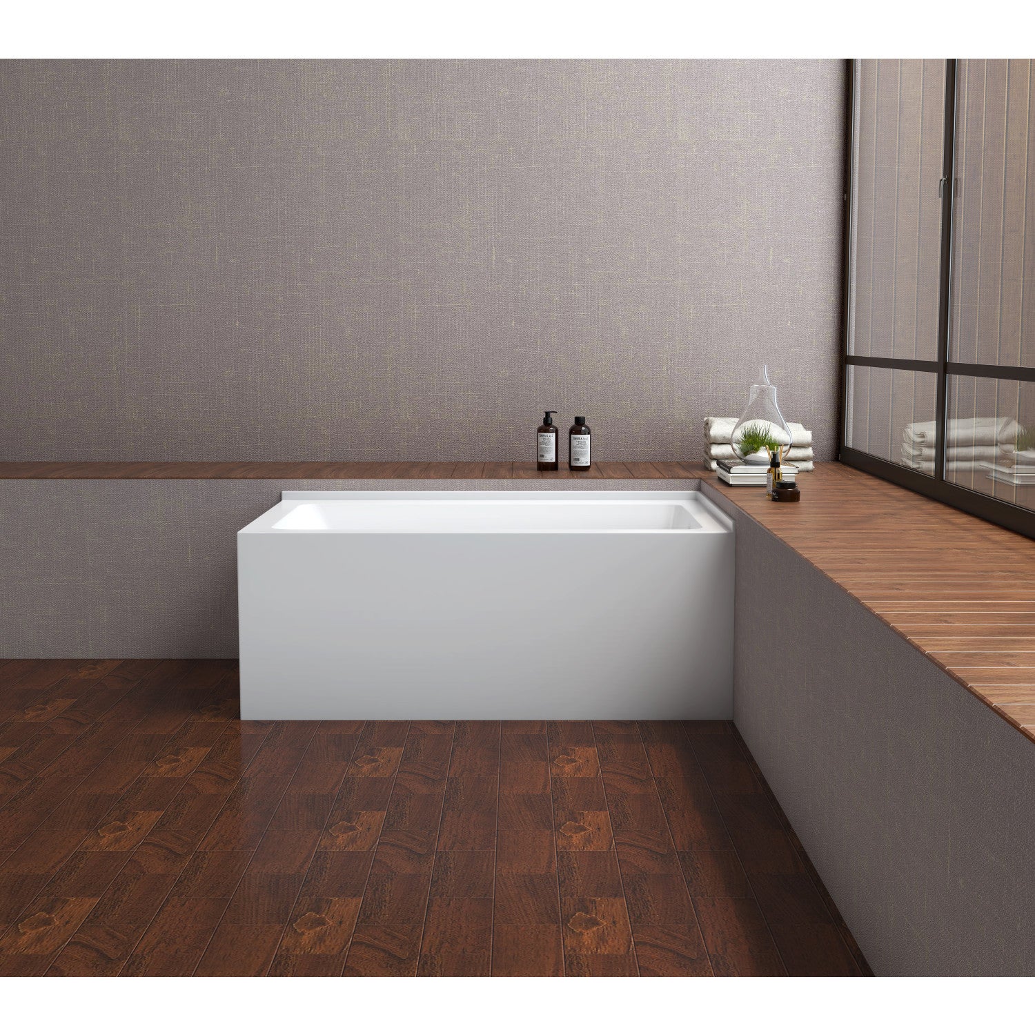 Aqua Eden VTAP5430R22TS 54-Inch Acrylic Rectangular Corner Bathtub for Small Bathrooms - Right Hand Drain, Glossy White - Perfect for Modern Home Spa & Relaxation