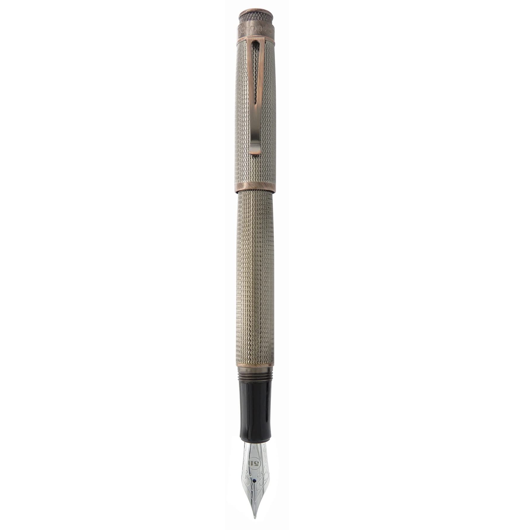 Frederick Douglass Inspired Tornado Fountain Pen - Medium Nib, Antique Copper Trim, Engraved Texture, Luxury Gift Box - Perfect for Collectors, Writers & Special Occasions