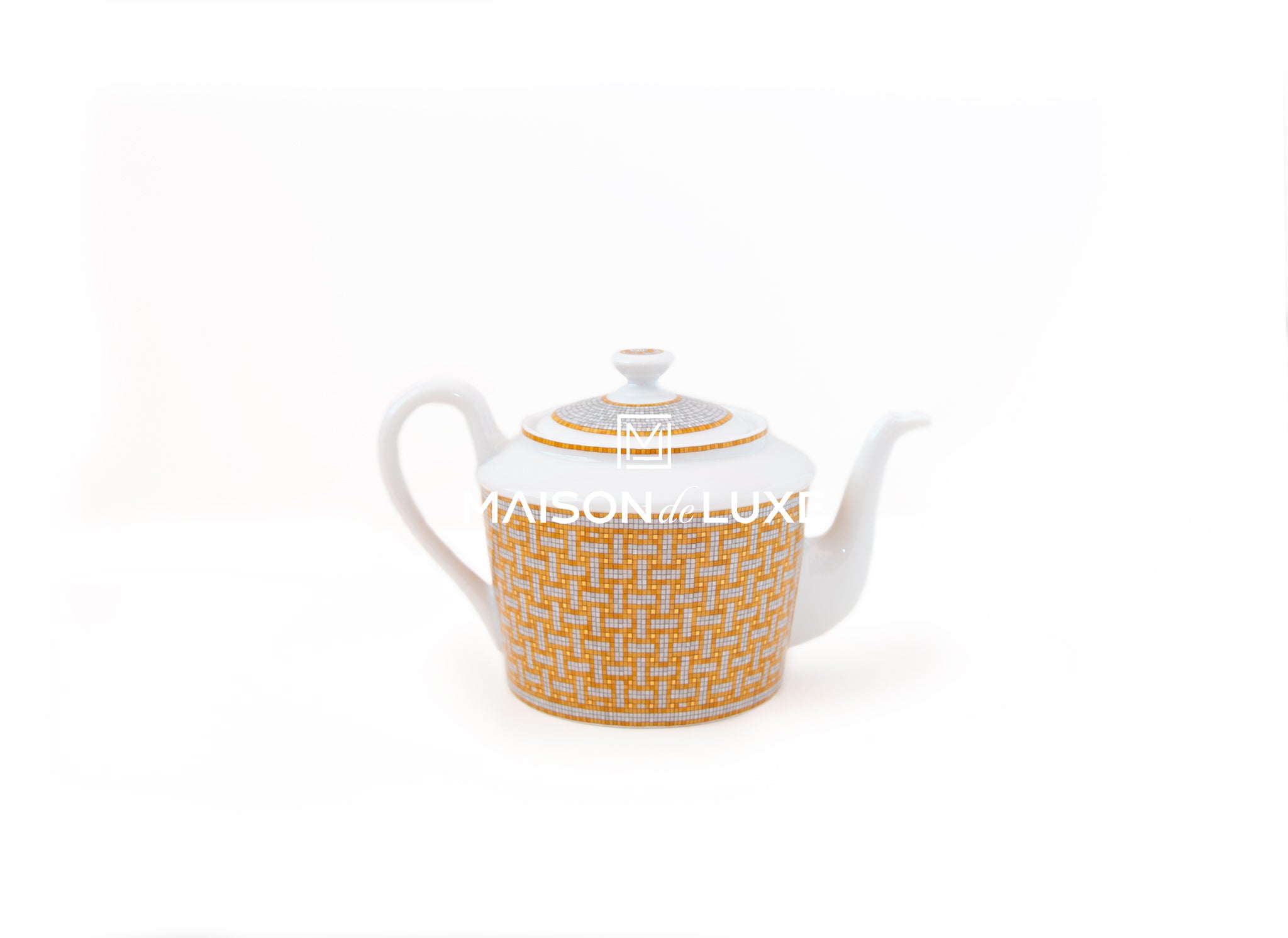 Hermes Classic Mosaique 24K Gold Teapot - Luxury Tea Set for Home, Office & Gifting - Perfect for Afternoon Tea & Special Occasions