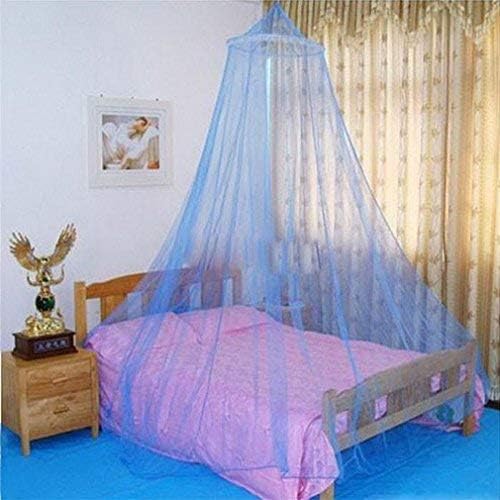 Elegant Round Lace Mosquito Net Canopy for Single to King Size Beds - Blue Bedroom Decor & Outdoor Camping Protection