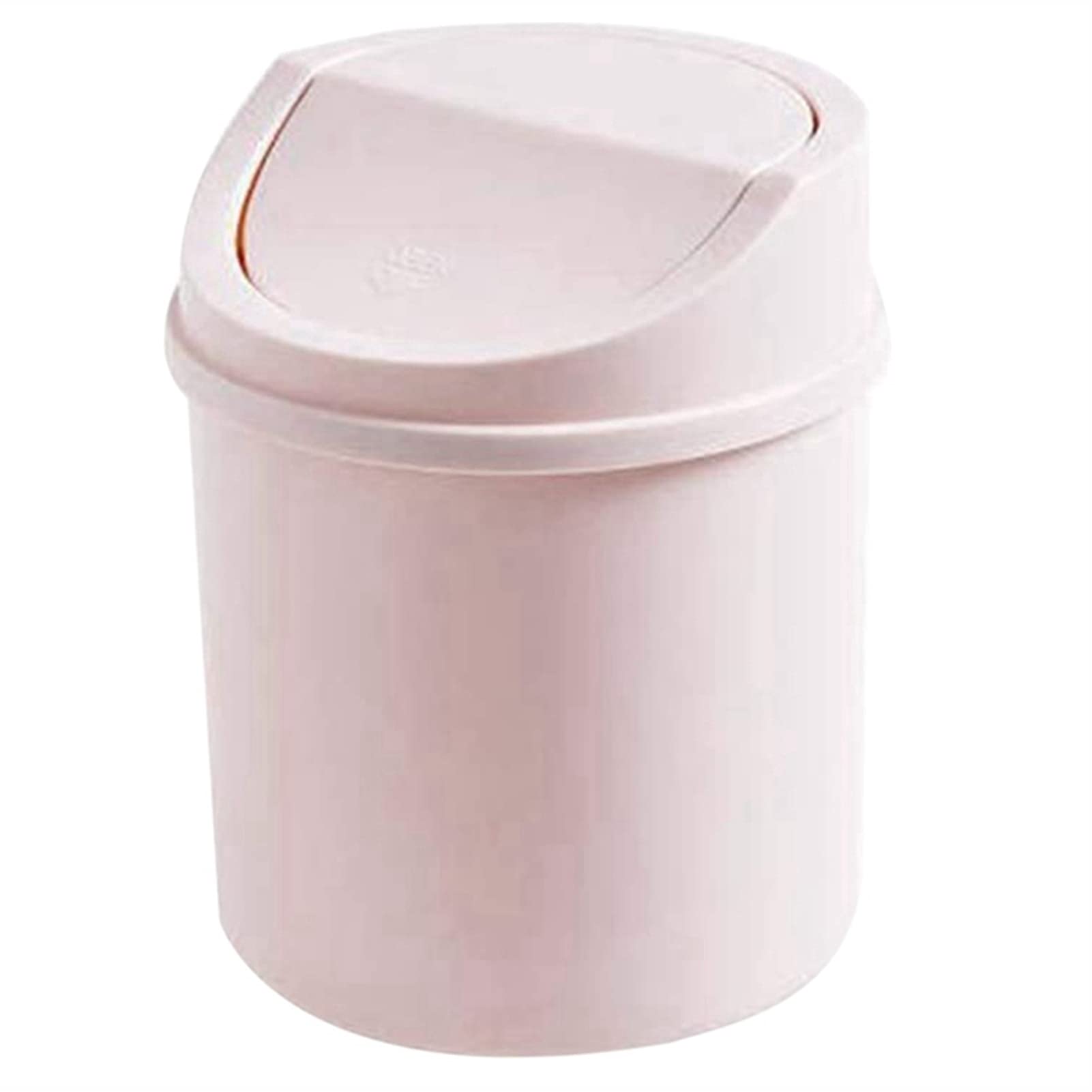 Cute Pink Desktop Trash Can with Swing Lid - Small Office & Home Paper Basket, Stylish Mini Trash Bin for Desk, Bedroom, Bathroom - Durable & Easy to Clean Waste Storage Solution