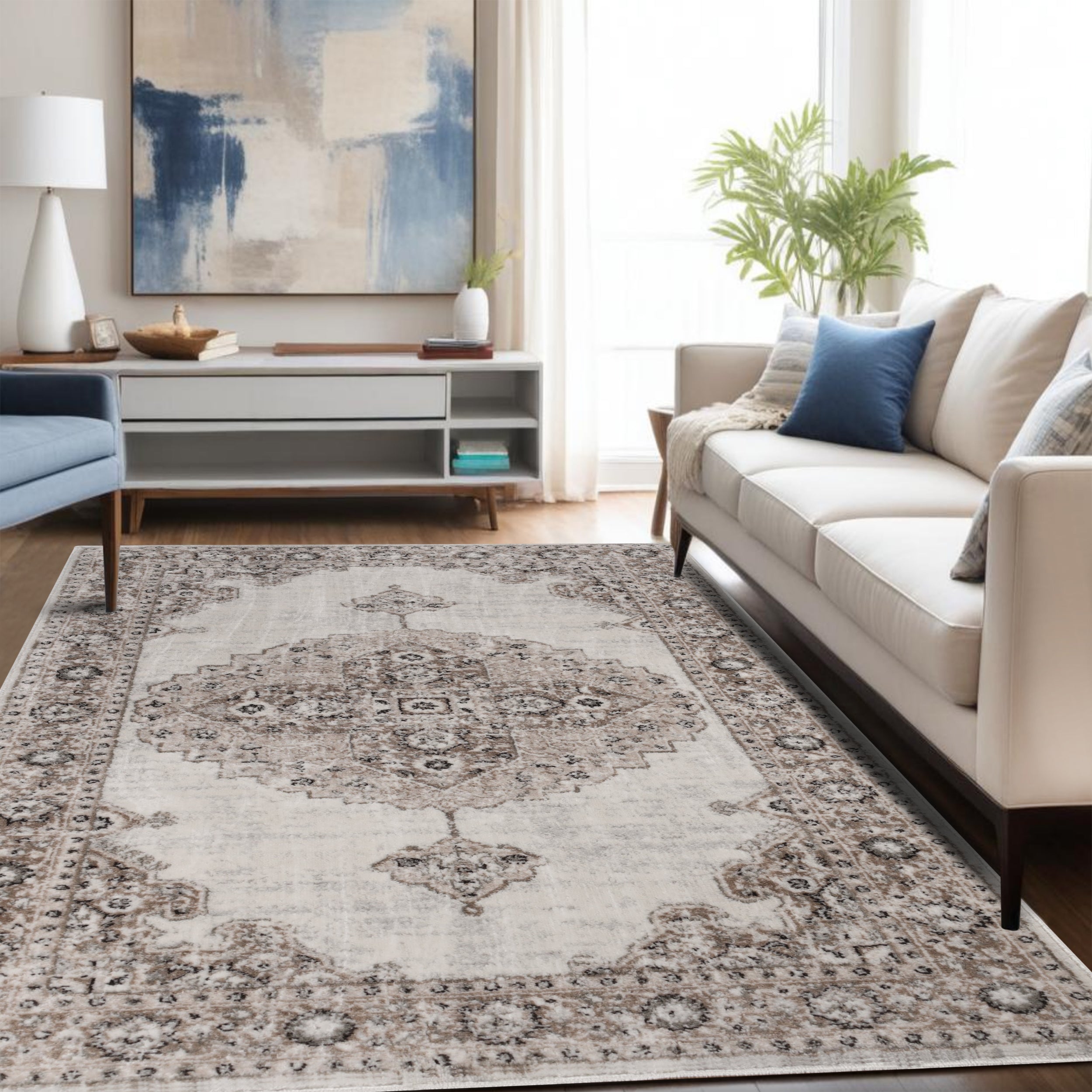 Euphemia Distressed Abstract Eclectic Modern Indoor Area Rug or Runner - Soft Bohemian Style Carpet for Living Room, Bedroom, Office Decor