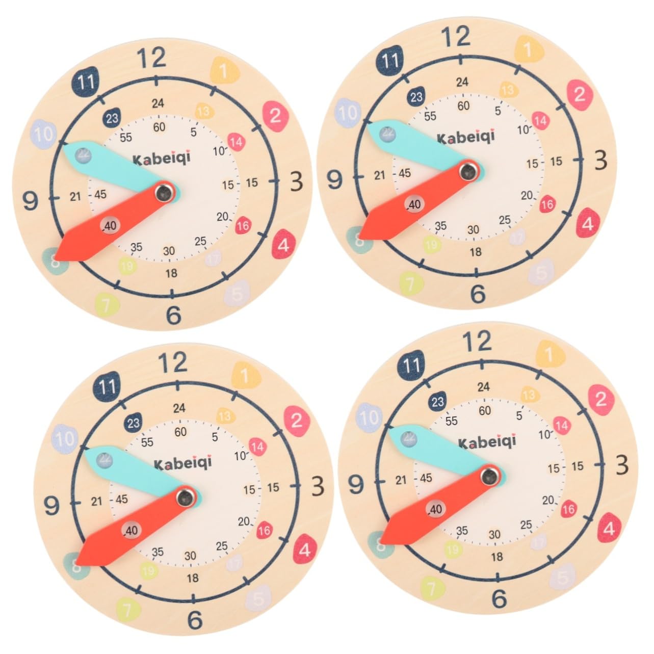 4-Piece Wooden Clock Puzzle Toy Set for Kids - Educational Time Learning Toy with Numbers, Practice Clock for Children - Perfect for Classroom, Homeschool & Preschool Learning Activities