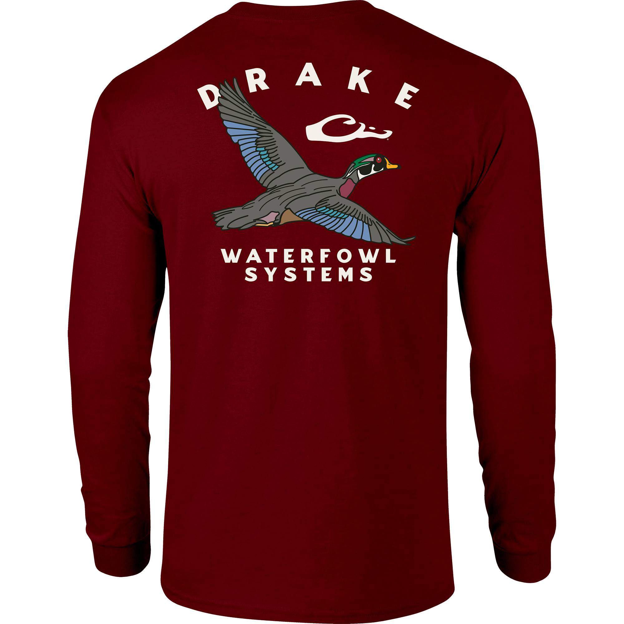 Vintage Wood Duck Print Long Sleeve T-Shirt for Men & Women - Comfortable Retro Graphic Tee for Casual Wear, Outdoor Adventures & Nature Lovers