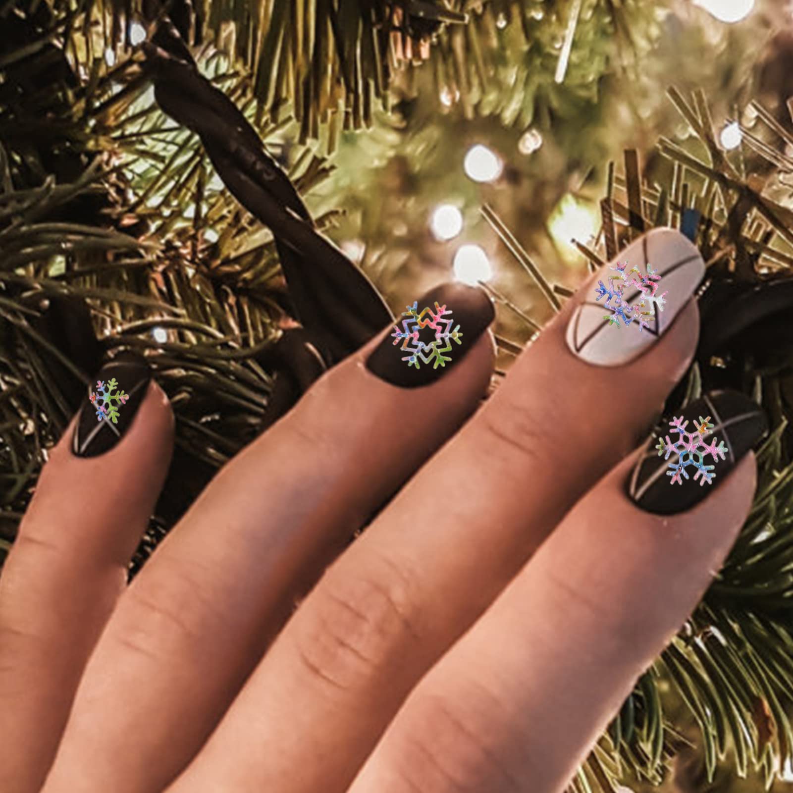LALAFINA Christmas Nail Art Stickers - 3 Boxes Snowflake Nail Decals for DIY Manicure, Holiday Nail Decorations with Sequins & Glitter | Perfect for Christmas Parties, Gift Wrapping, and Festive Nail Designs