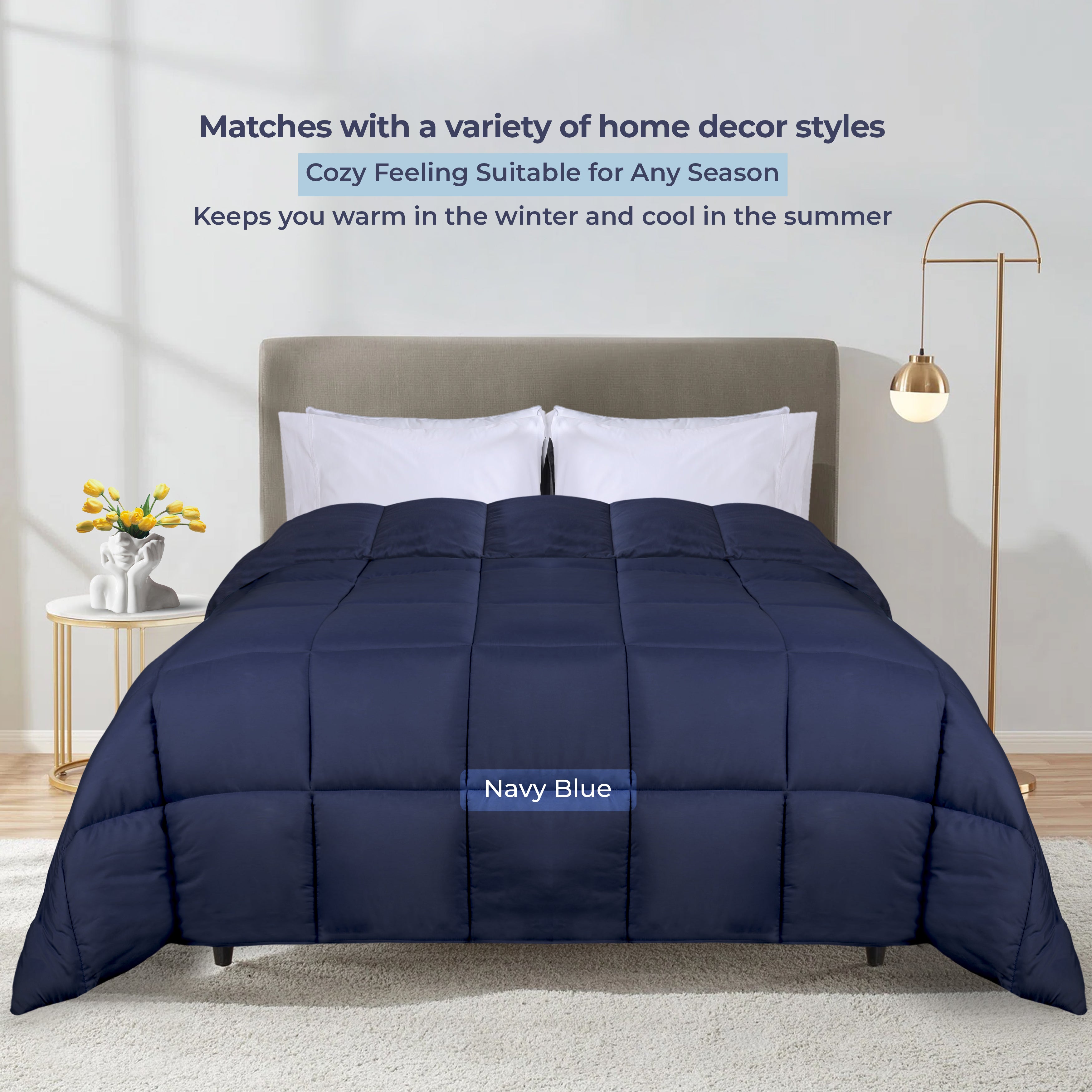 Luxury Brushed Microfiber Reversible Comforter Set - Ultra Soft Bedding for All Seasons - Perfect for Master Bedroom, Guest Room & Dormitory