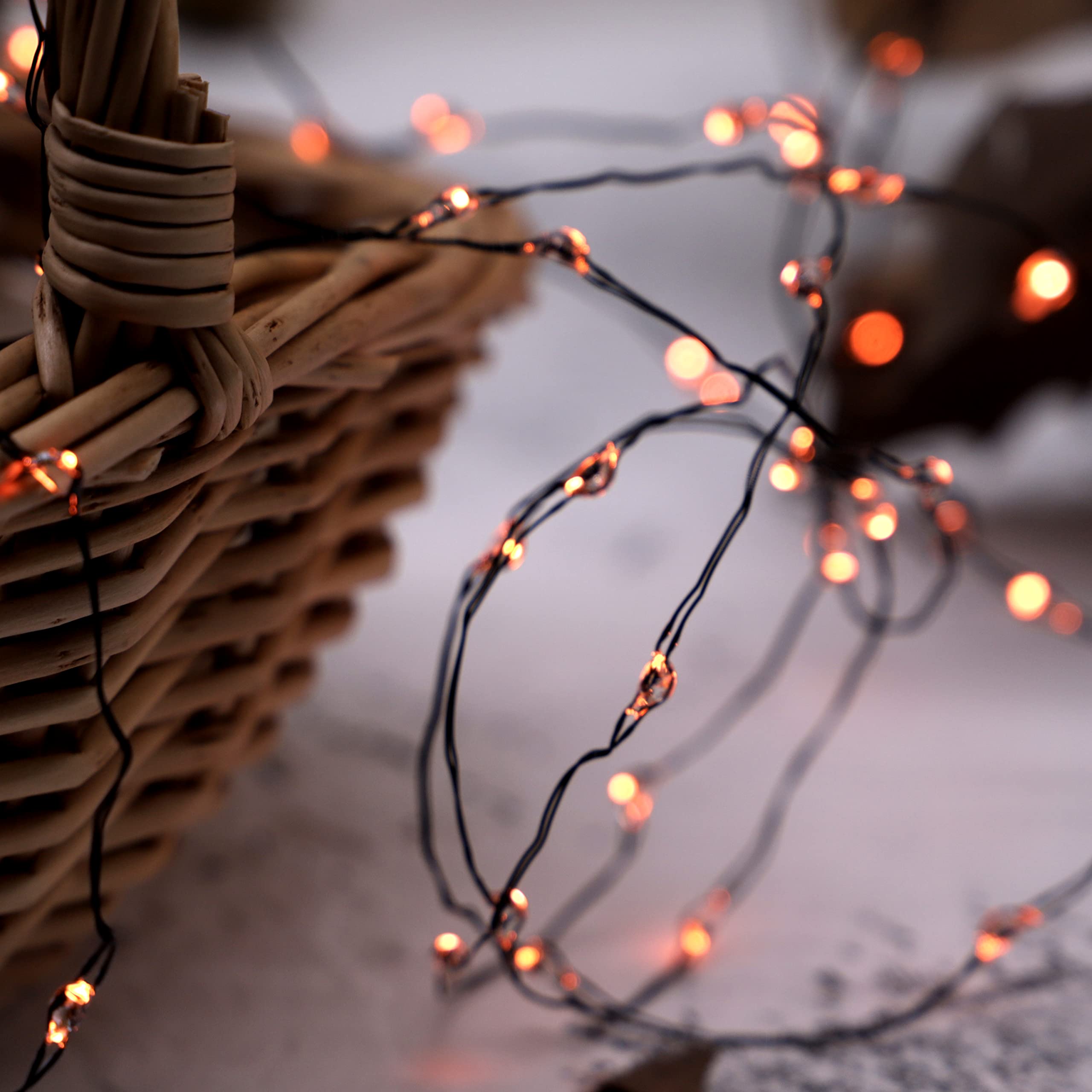 XIWU Halloween Fairy Lights 10ft 60 LEDs - Battery Operated String Lights with Timer & Remote - Orange Fall Pumpkin Garland for Halloween, Thanksgiving, Autumn Decor - Perfect for Indoor Mantle, Party, Home, and Garden Decorations