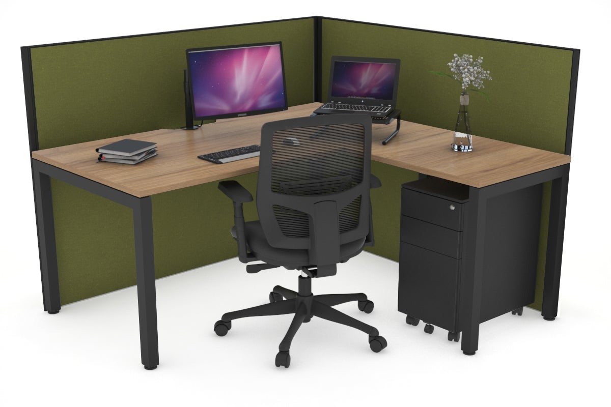 Horizon Quadro Square Legs L-Shaped Corner Office Desk - 1600L x 1800W with Cable Management | Modern Home Office & Gaming Desk for Small Spaces