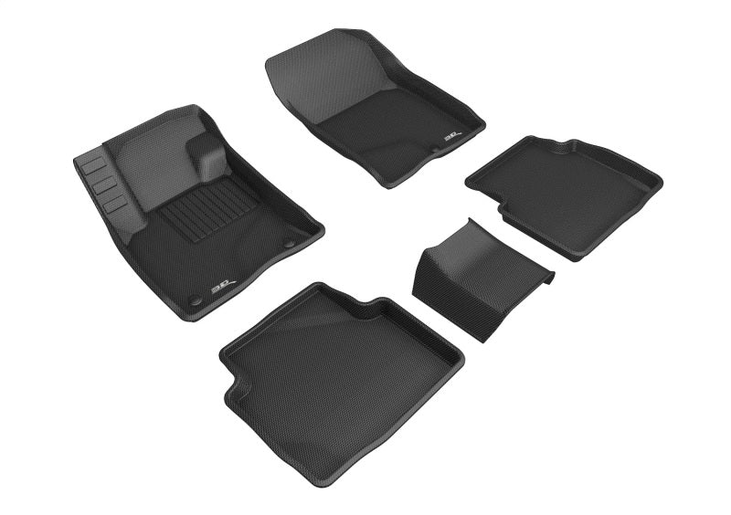 3D Maxpider Custom Fit All-Weather Floor Mats for 2020-2024 Ford Escape Gasoline Models - Kagu Black (Set of 3 Pieces) | Durable Car Floor Protection for Daily Commute & Family Road Trips