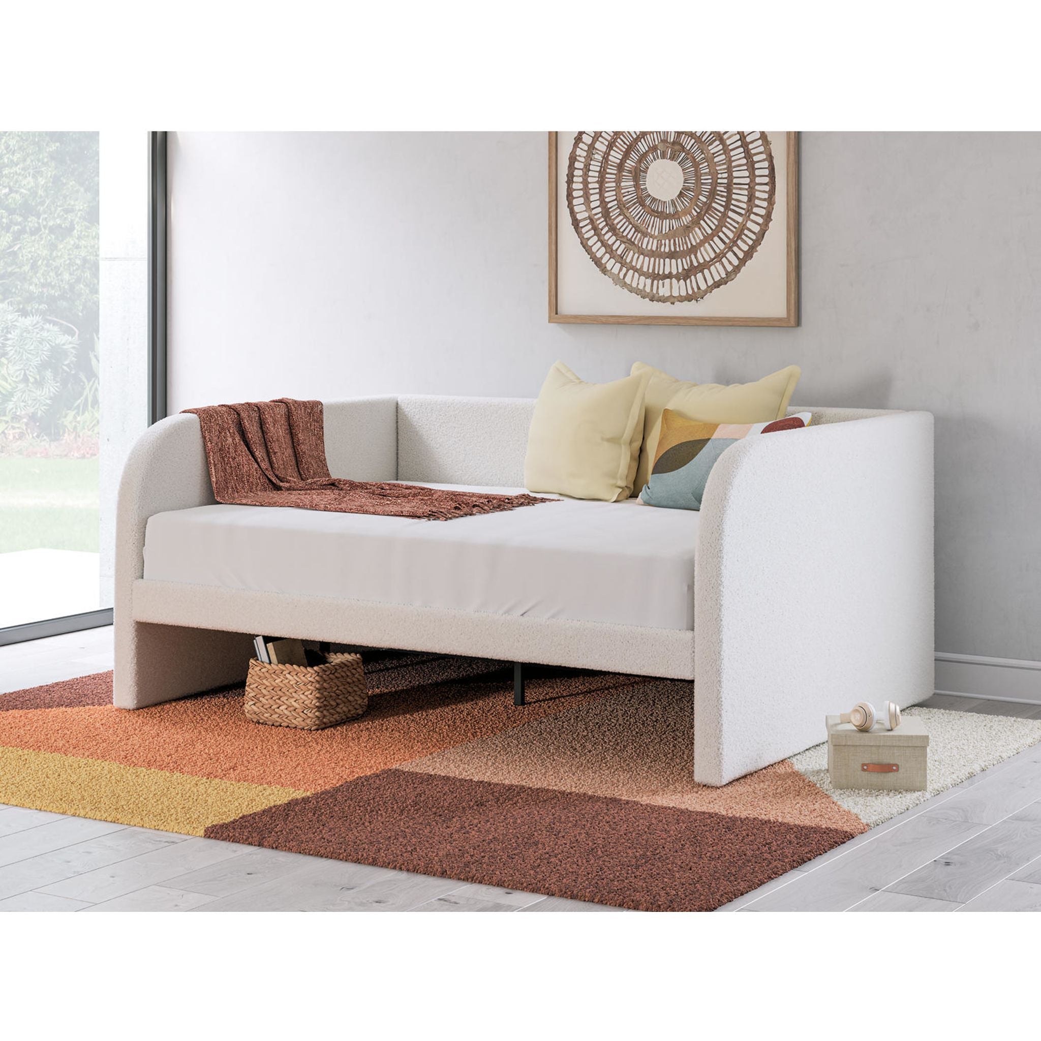 Arloster Daybed in Tan/White - Modern Sofa Bed for Living Room, Guest Room & Small Spaces