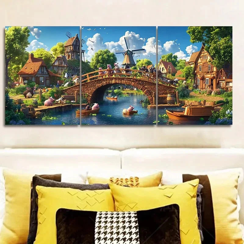 3-Piece Whimsical Animals Canvas Wall Art Set - Framed 40x60cm High Quality Print - Australian Made Ready to Hang Wall Decor for Living Room, Bedroom & Nursery