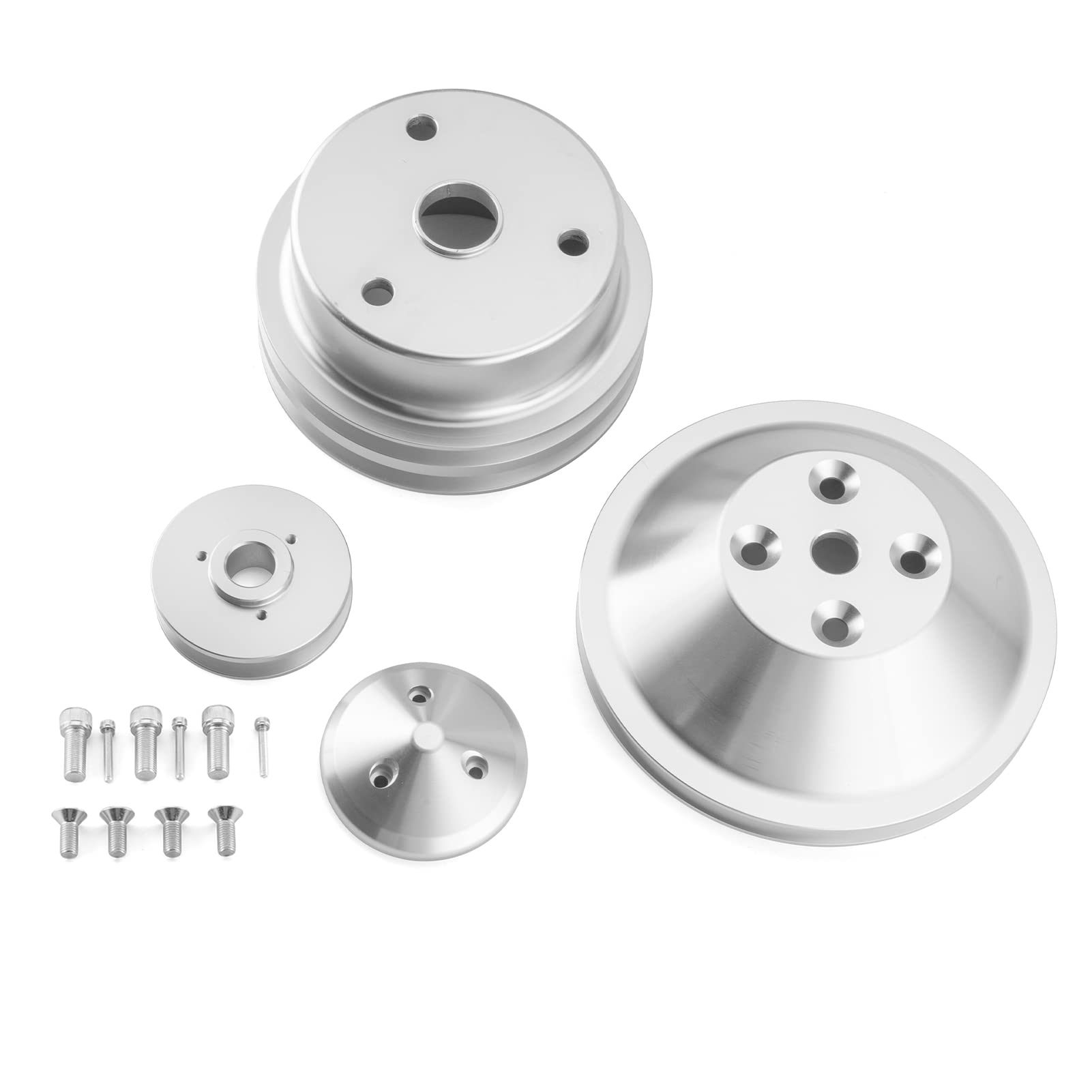 WeiSen Alternator, Crankshaft & Water Pump V-Belt Pulley Kit for Chevy SB SBC Small Block Engines 283 302 305 327 350 400 - Long Water Pump Replacement - Perfect for Engine Repair & Performance Upgrades