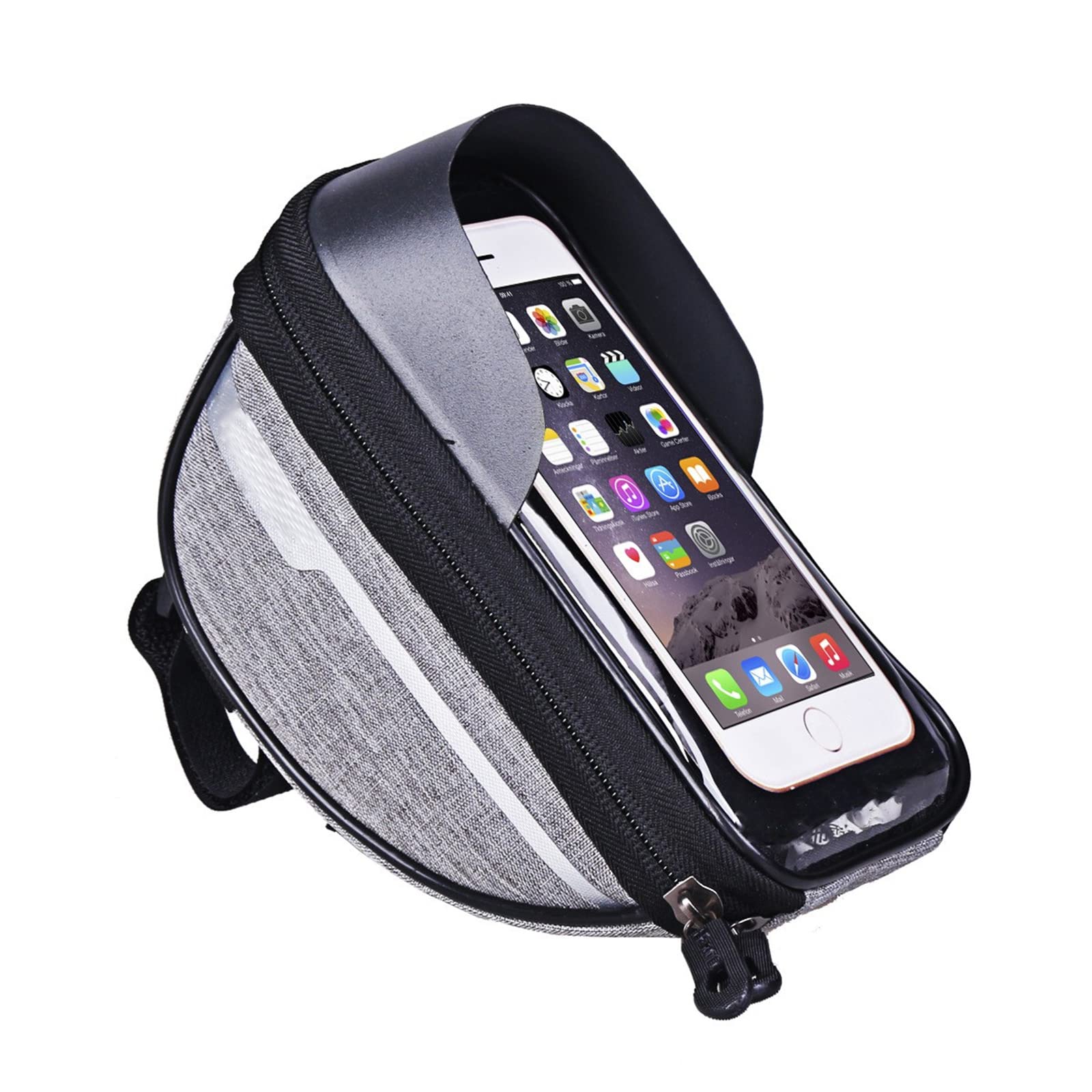 XOWRKGX Waterproof Bike Phone Mount Bag - Front Frame Handlebar Pouch with Rain Cover for Phones Under 7