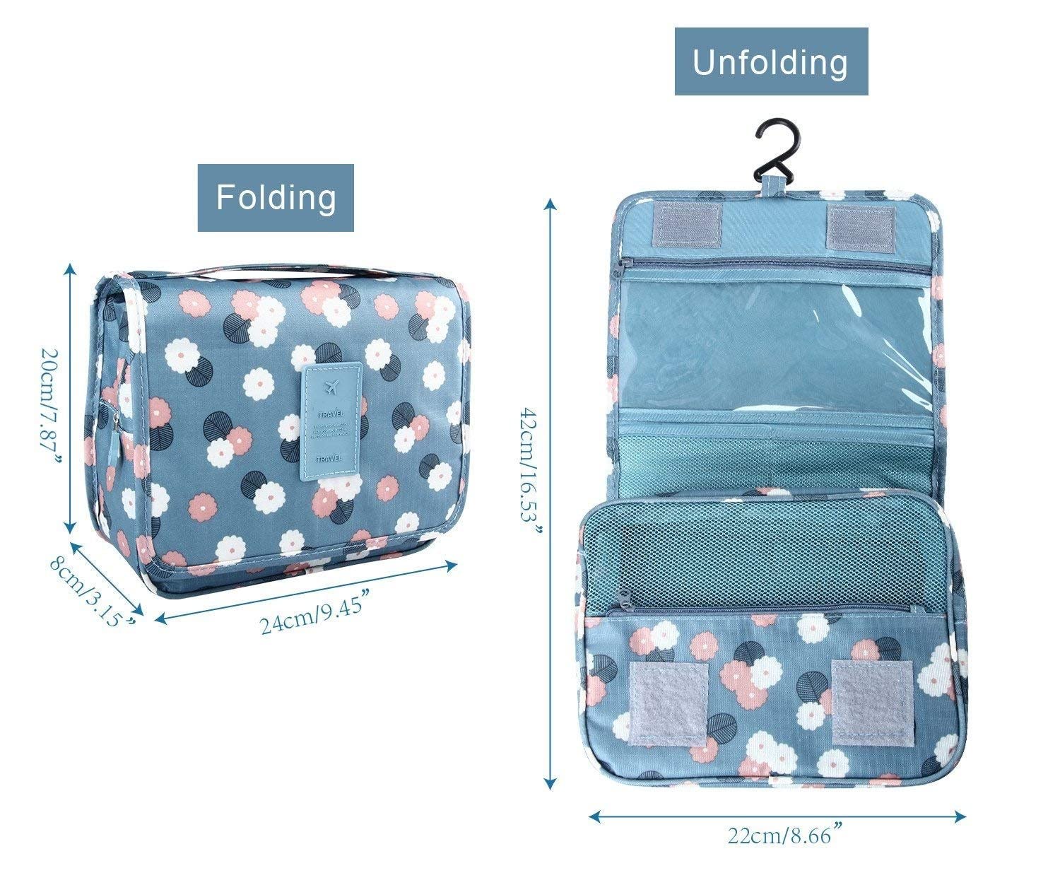 ALMURAT Hanging Travel Toiletry Bag - Waterproof Cosmetic Organizer for Women, Portable Makeup Pouch with Brush Holder for Vacation, Gym, Business Trips & Daily Use