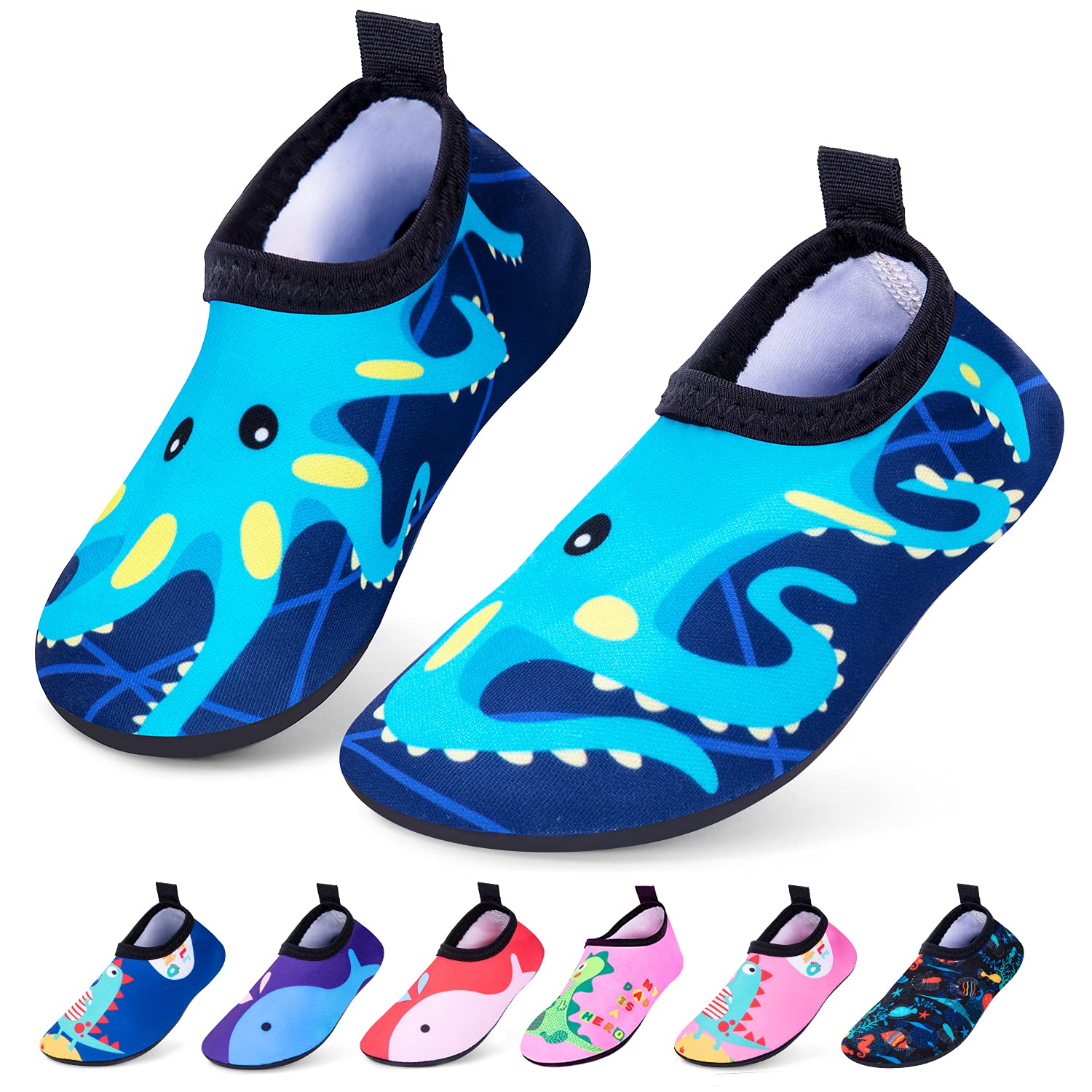 **Non-Slip Quick-Dry Kids Swim Water Shoes for Boys & Girls - Barefoot Aqua Socks for Beach, Pool & Outdoor Sports - Toddler Water Shoes for Swimming, Surfing & Play**