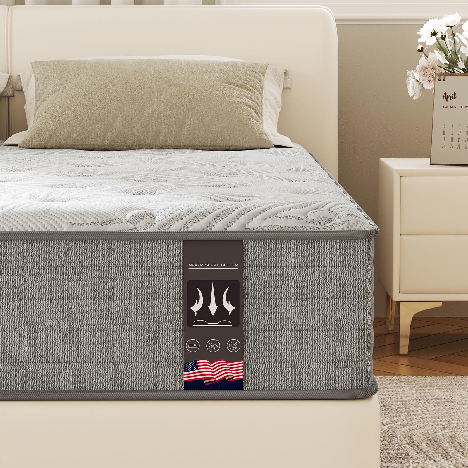 12 Inch Full Size Hybrid Mattress - Gel Memory Foam & Innerspring, CertiPUR-US Certified Medium Firm Bed - Perfect for Guest Rooms, Dorms & Small Apartments
