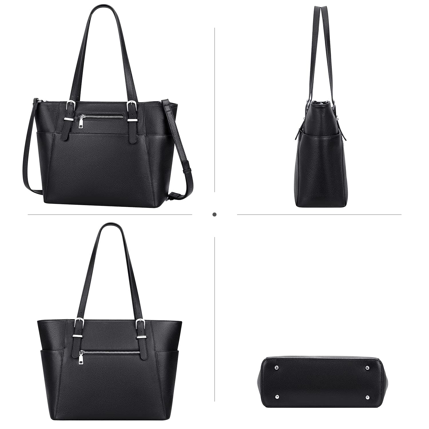Genuine Leather Tote Shoulder Bag for Women - Multi-Pocket Design, Stylish & Durable Handbag - Perfect for Work, Travel & Everyday Use