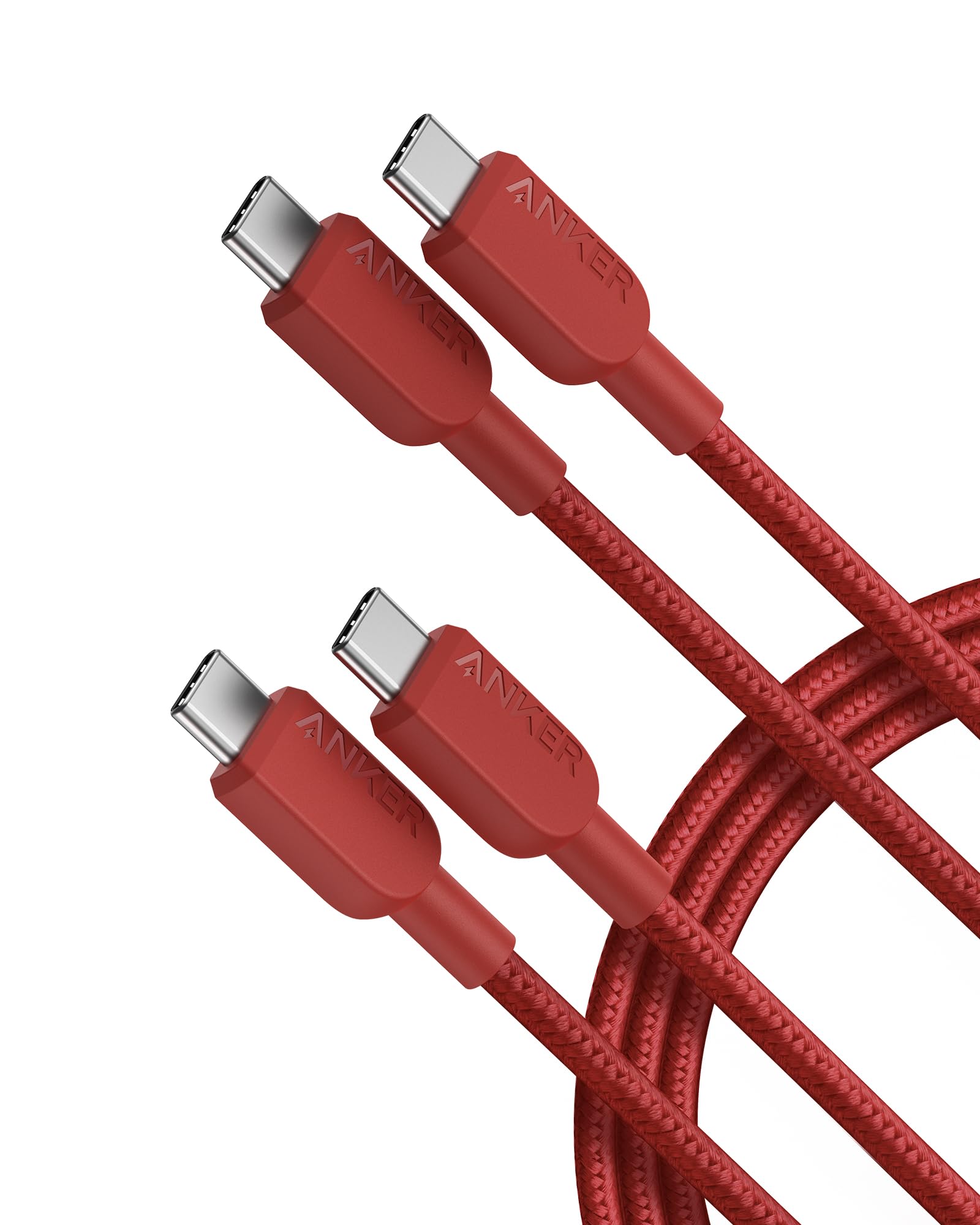 Anker USB C to USB C Cable 6ft 2-Pack (60W 3A Fast Charging) - Compatible with iPhone 15 Series, Samsung Galaxy S23, iPad Pro/Air, MacBook Pro - Perfect for Home, Office & Travel Charging