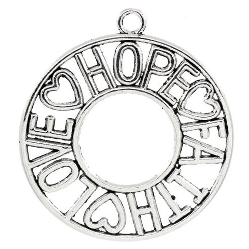 Sexy Sparkles Love Hope Faith Charm Pendant Necklace for Women - Sterling Silver Inspirational Jewelry Gift for Valentine's Day, Anniversary & Special Occasions
