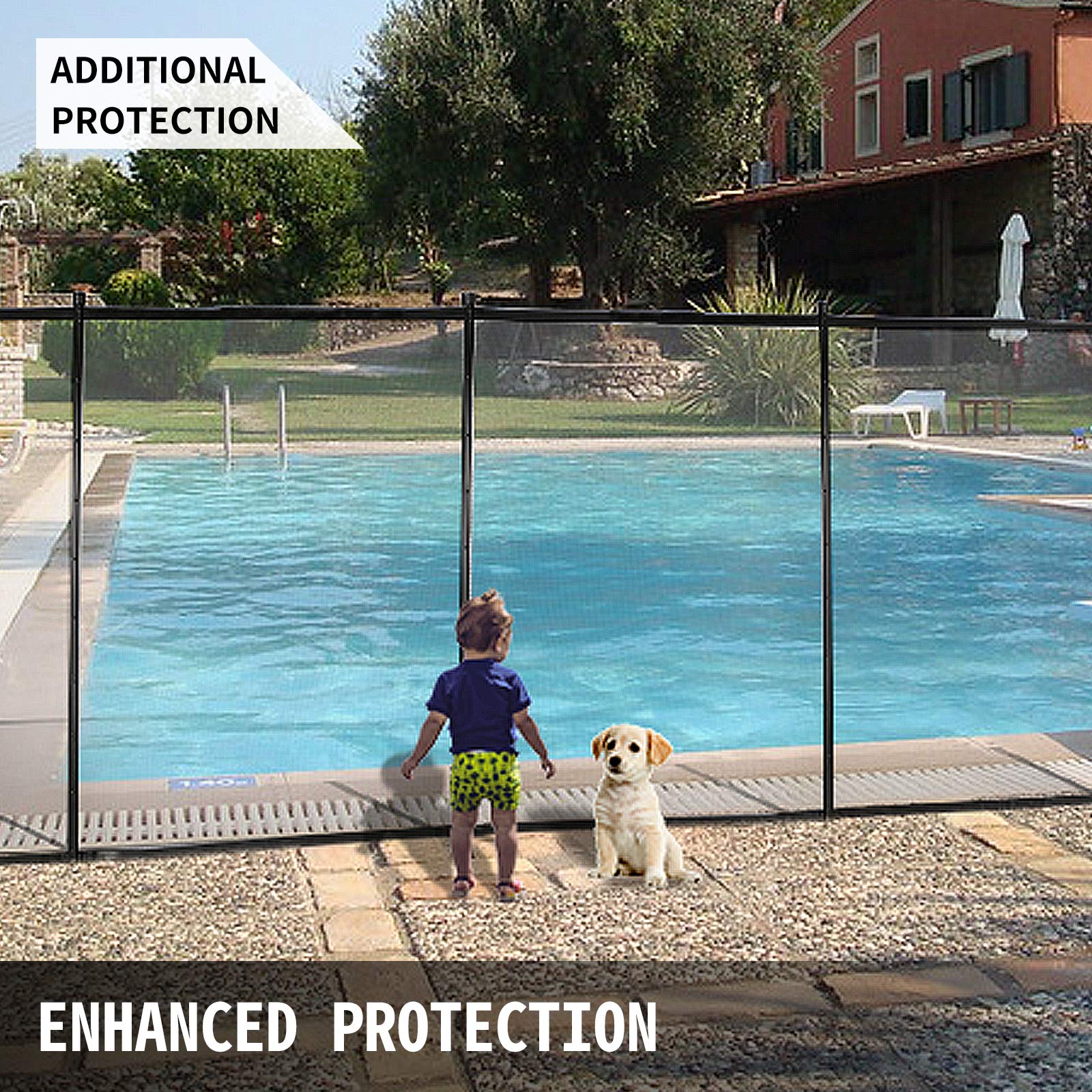 Happybuy 4FT x 72FT Removable Mesh Pool Fence for Inground Pools - DIY Child Safety Fencing, Black Swimming Pool Barrier to Protect Kids & Pets - Perfect for Backyard, Residential & Commercial Pool Safety