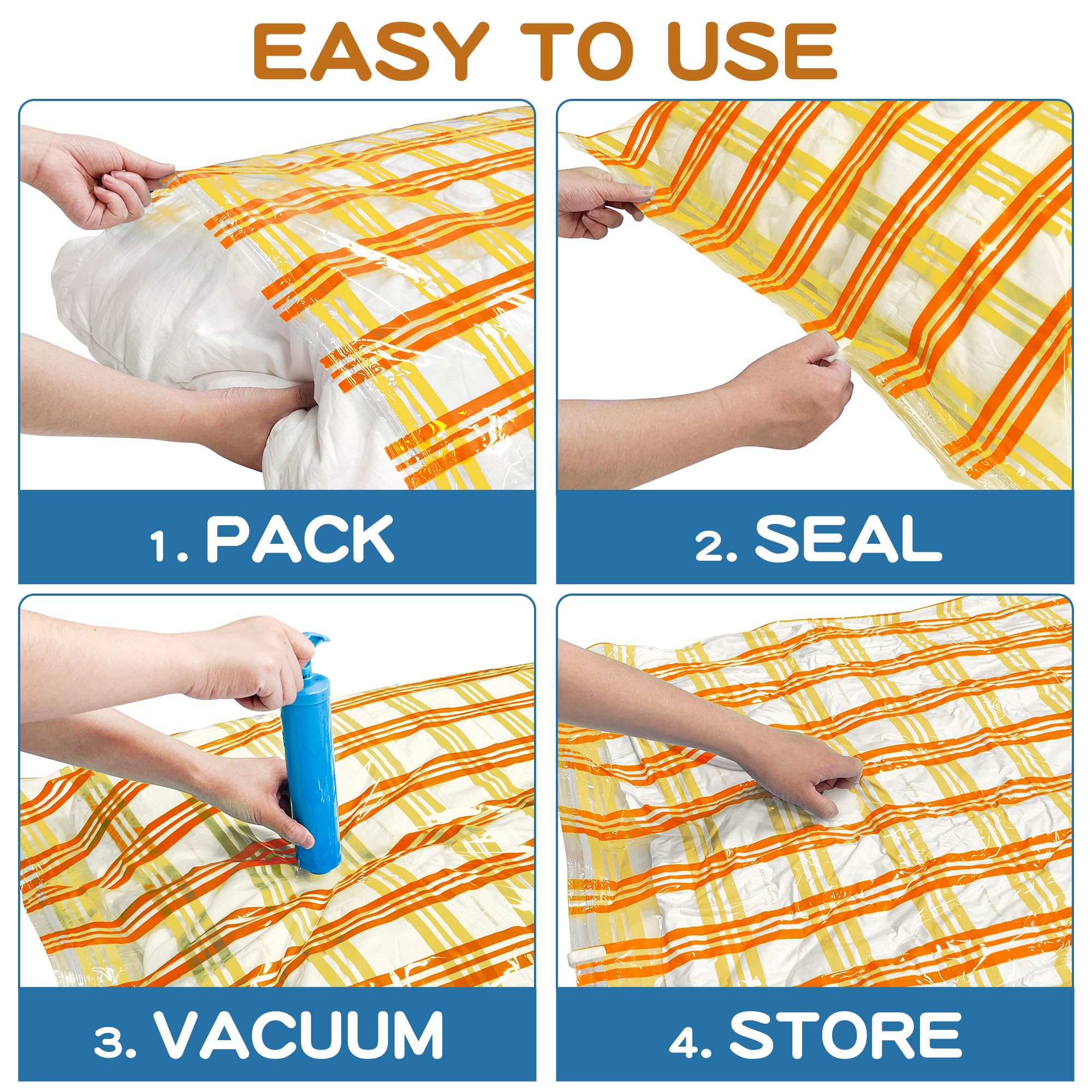 10 Medium Vacuum Storage Bags - Space Saving Clothes Storage Bags for Clothes, Comforters, Blankets & Bedding | Reusable & Airtight for Travel, Moving & Seasonal Storage (10 Pack)