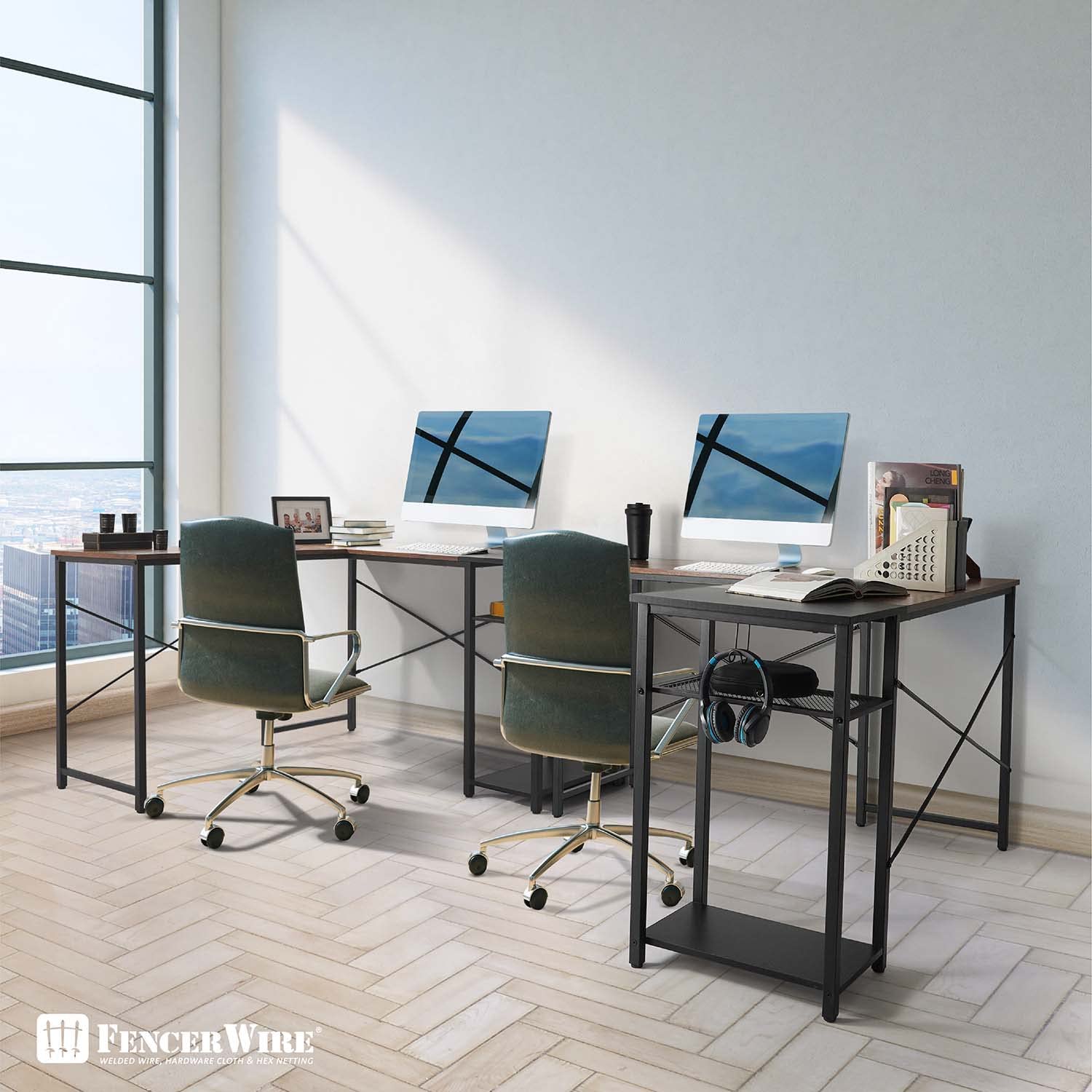 51 Inch L-Shaped Computer Desk with 2-Tier Storage Shelves - Rustic Oak & Black Wooden Table with Metal Frame - Home Office, Study Writing Corner, Gaming PC Workstation - Perfect for Small Spaces & Modern Industrial Decor