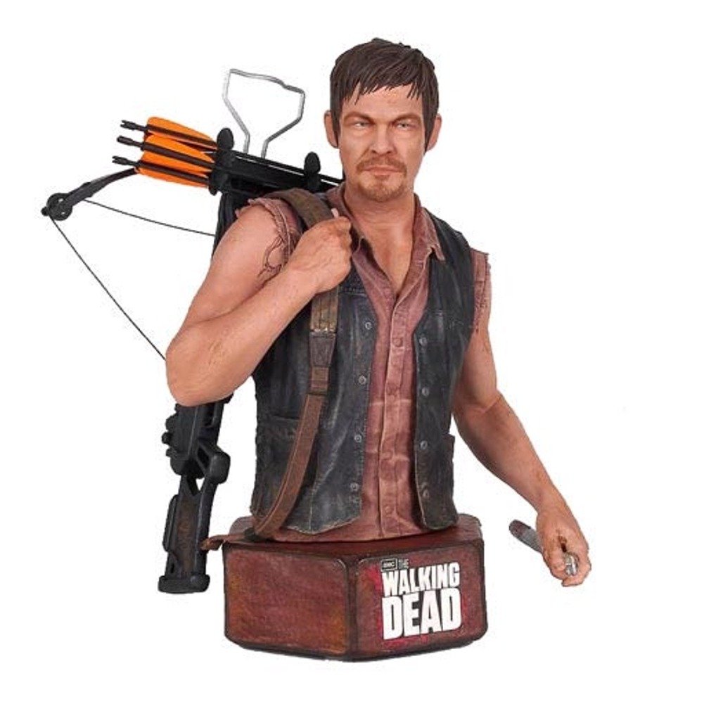 The Walking Dead Daryl Dixon Mini Action Figure Bust - Collectible TV Show Memorabilia for Fans & Display - Perfect for Home Office, Gaming Room, or Pop Culture Collections