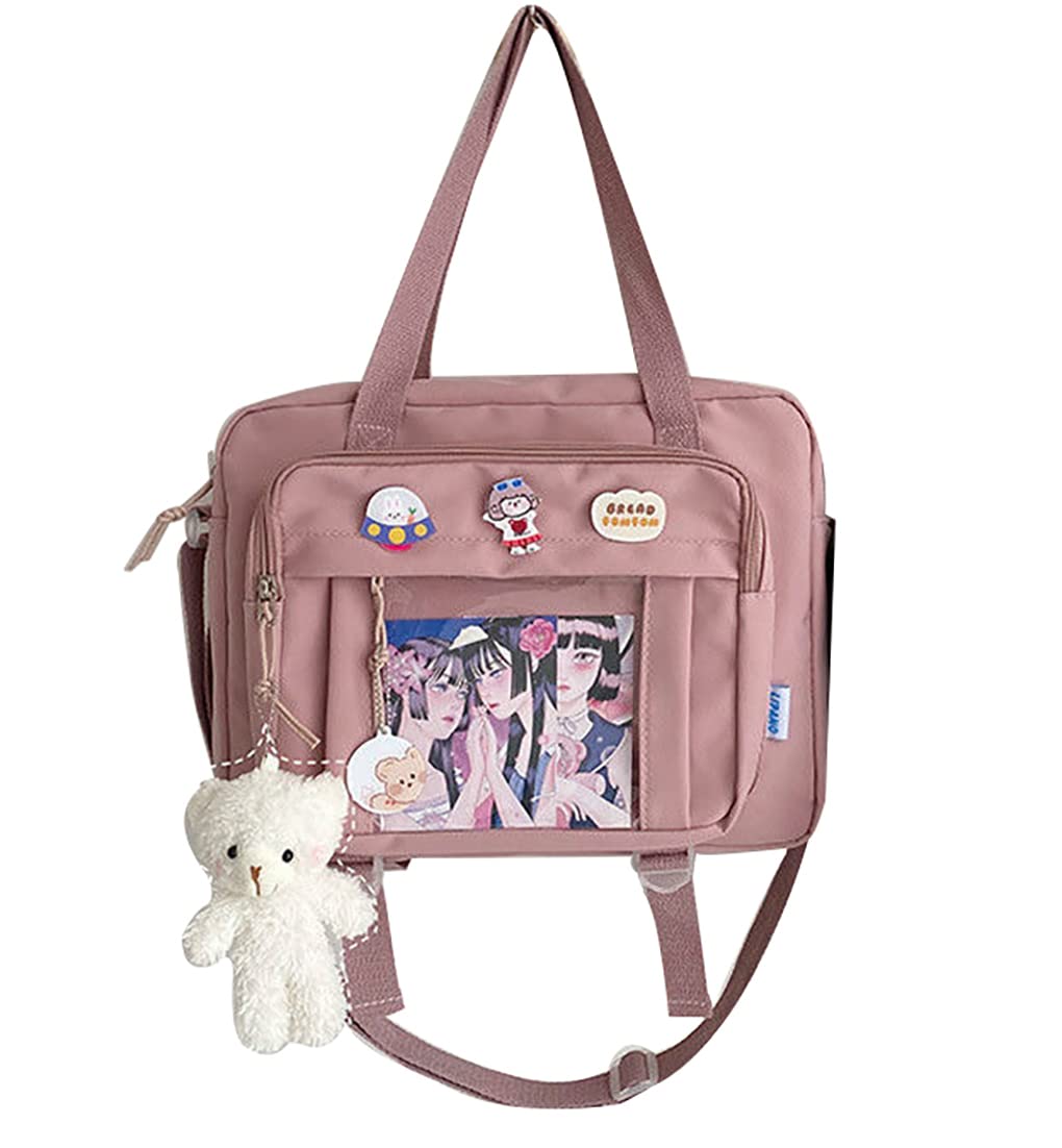 Anime Backpack for Girls - Kawaii Cute Japanese Ita Bag with Clear Window | Lolita Fashion Accessories & Kawaii Supplies (Pink) | Perfect for School, Cosplay, Anime Conventions & Travel