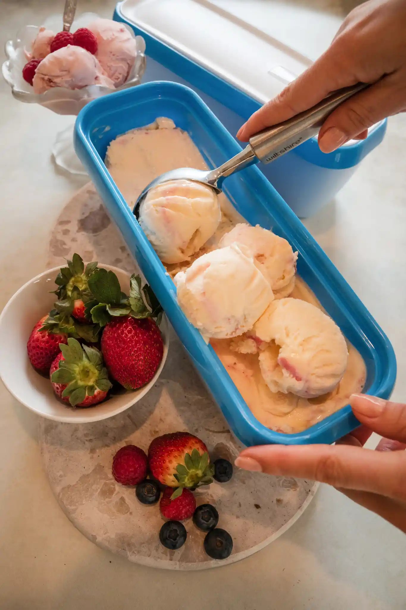 Premium Ice Cream Container Set of 2 - Airtight Leakproof Food Storage Bowls with Lids for Freezer, Kitchen & Party Serving - BPA-Free Dishwasher Safe (16oz Each)