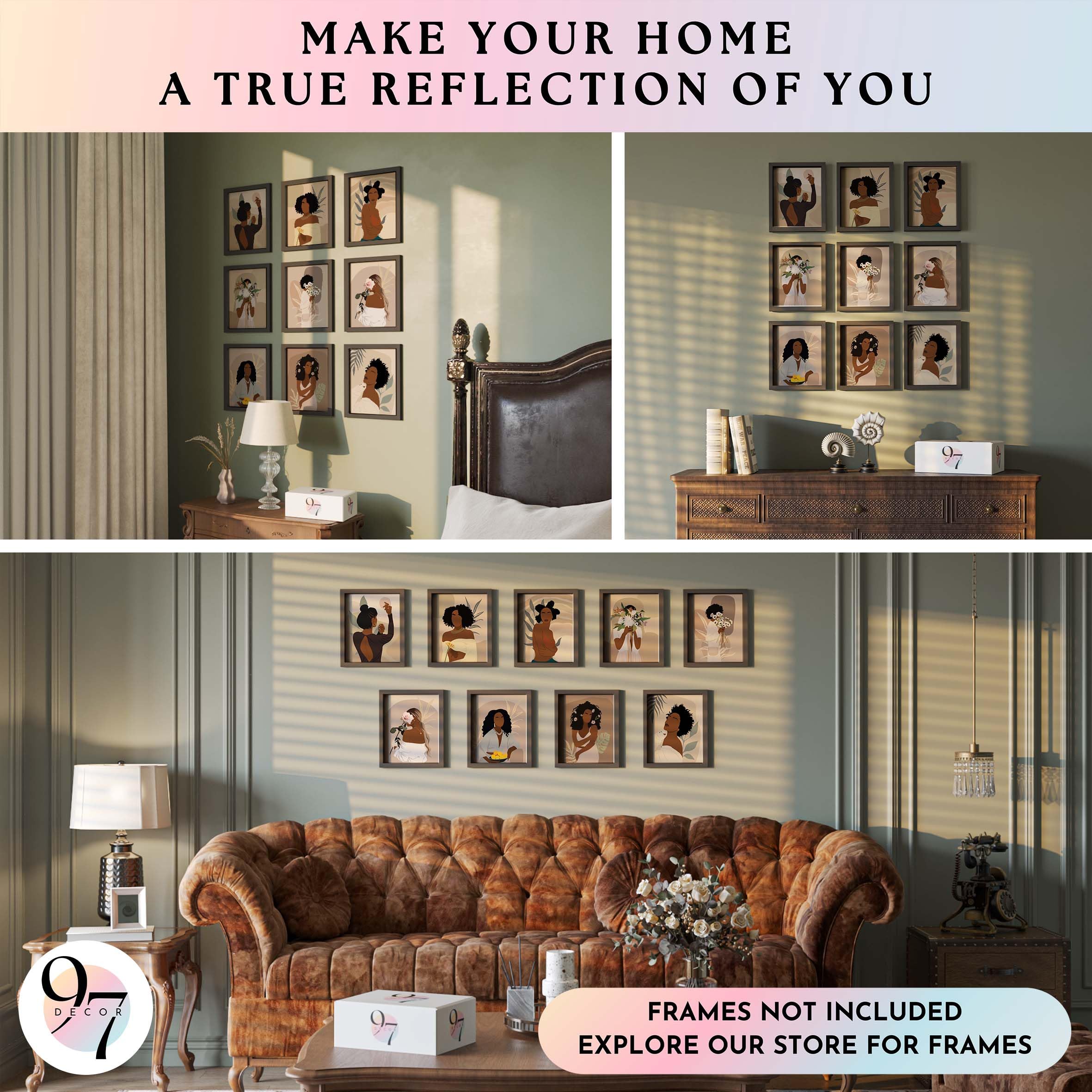 Black Woman Wall Art - African American Paintings for Home & Bedroom Decor (8x10 UNFRAMED)