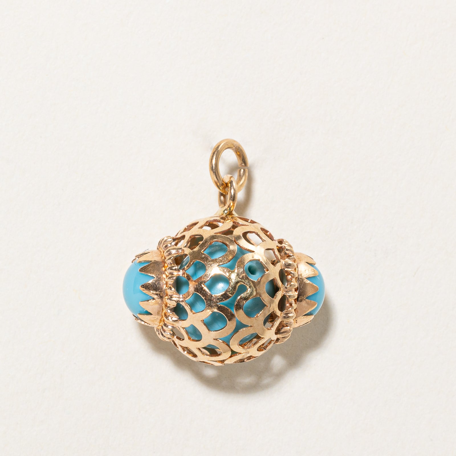 Blue Paste Glass Cage Charm Pendant Necklace - 7.00ct Vintage Inspired Jewelry for Women | Perfect for Bridal, Party & Everyday Wear
