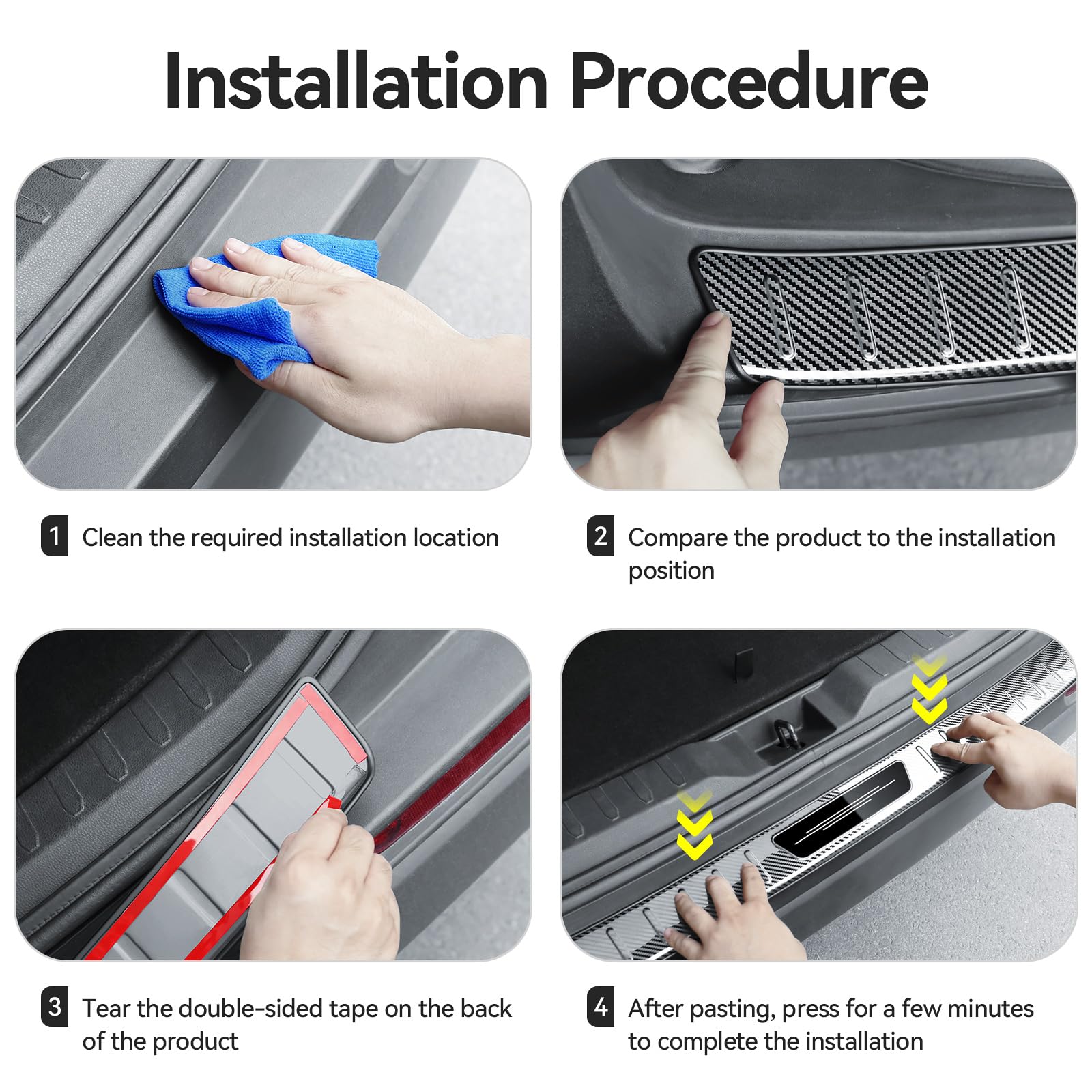 Stainless Steel Rear Bumper Guard & Trunk Sill Protector for Honda Accord 2022-2018 Hybrid/HEV - Carbon Fiber Style Exterior Accessories - Perfect for Parking Protection & Scratch Prevention