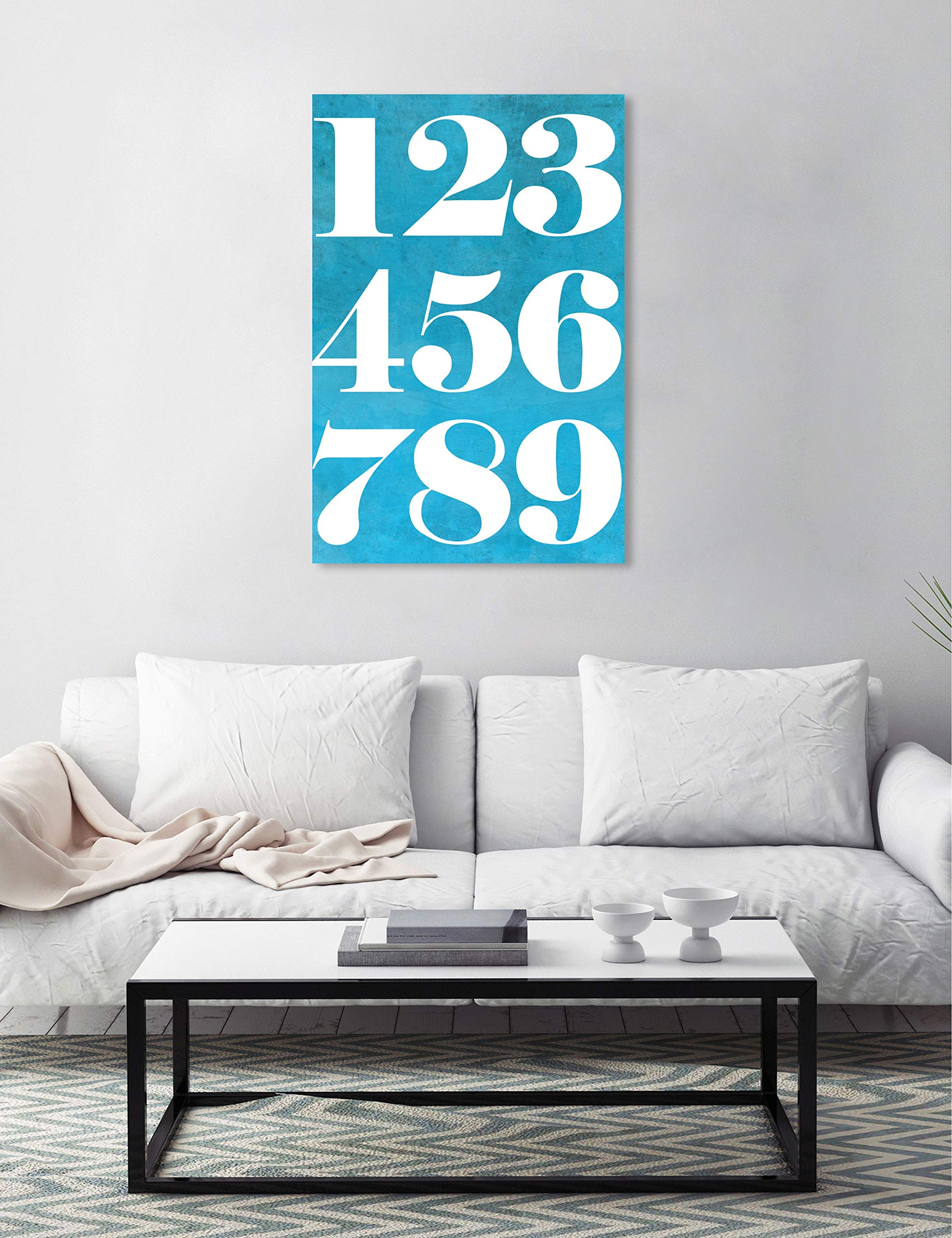 Oliver Gal Artist Co. 'Numbers' Typography Wall Art Canvas Print - 24x36 Inch Blue & White Quote Home Decor for Living Room, Bedroom & Office
