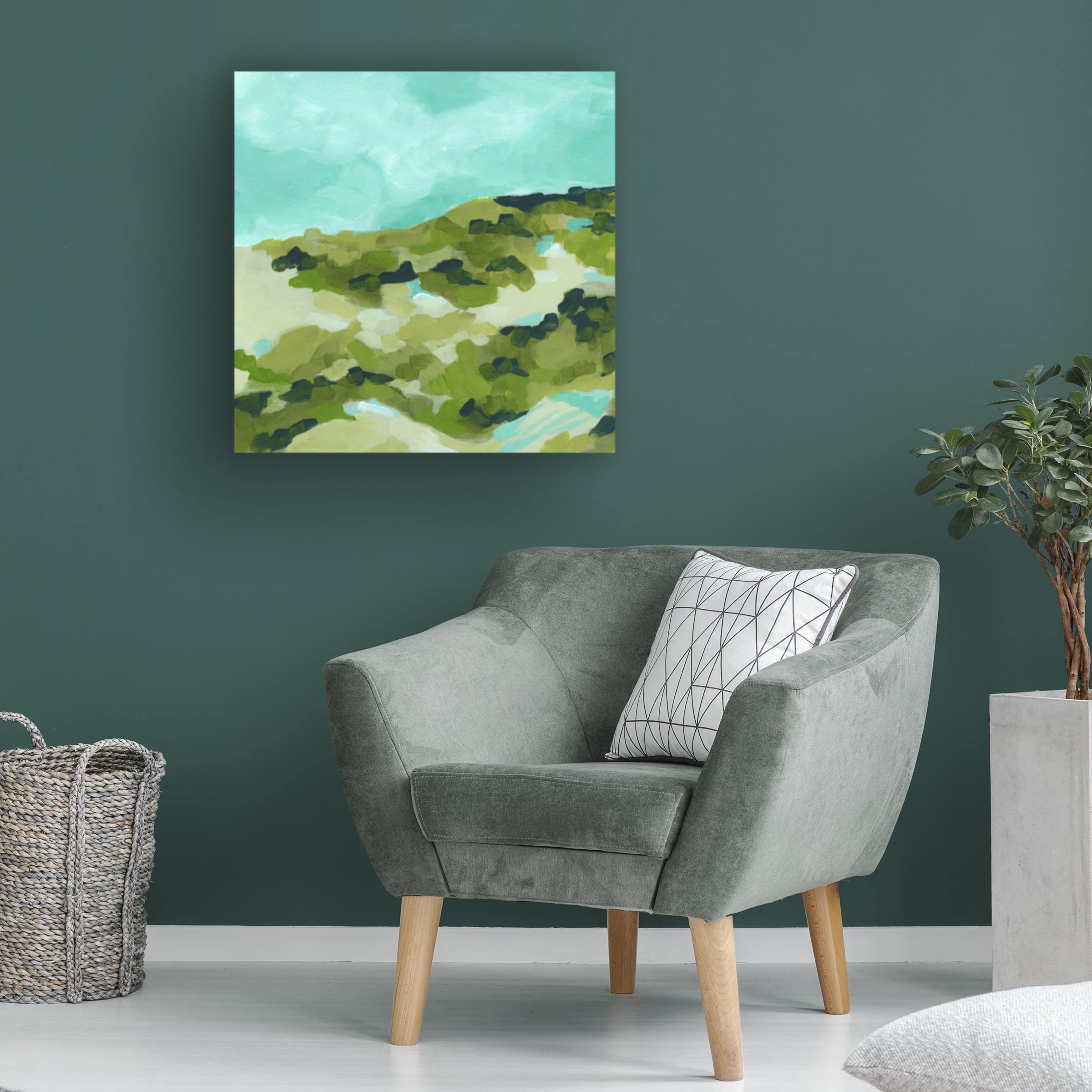 June Erica Vess 'Spring Hillside II' Canvas Wall Art Print - Landscape Nature Painting for Living Room, Bedroom & Office Decor
