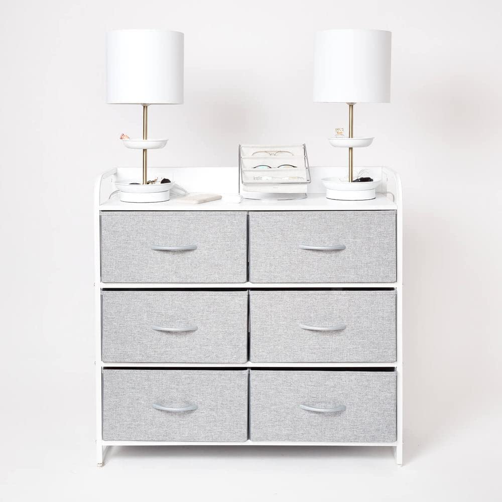 Dormify 6-Drawer Rolling Dresser with USB Charger - Grey Closet Organizer for Bedroom, Dorm, or Office Storage | Compact Dresser Tower with Wheels for Easy Mobility | Perfect for Clothes, Accessories & Home Organization