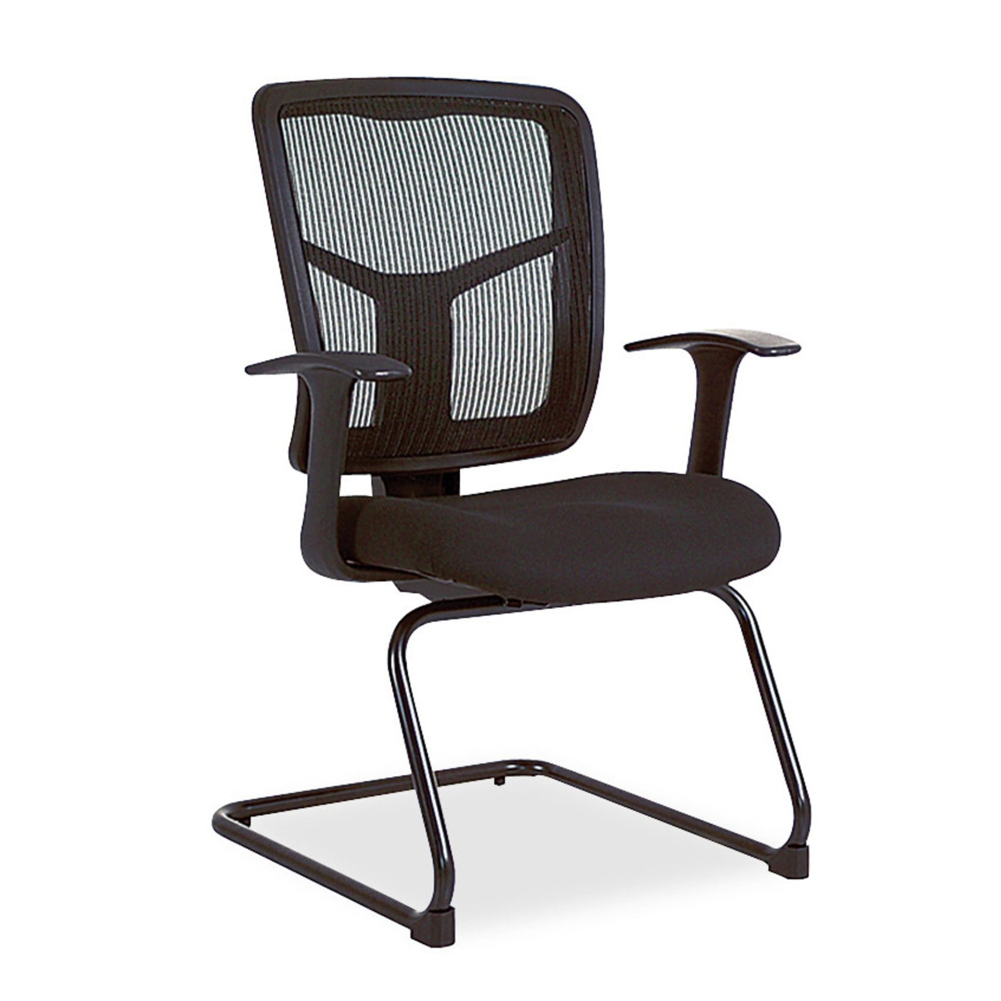 Lorell ErgoMesh Series Mesh Side Arm Guest Chair - Black, Ergonomic Office Chair for Comfortable Seating in Reception, Conference Rooms & Waiting Areas