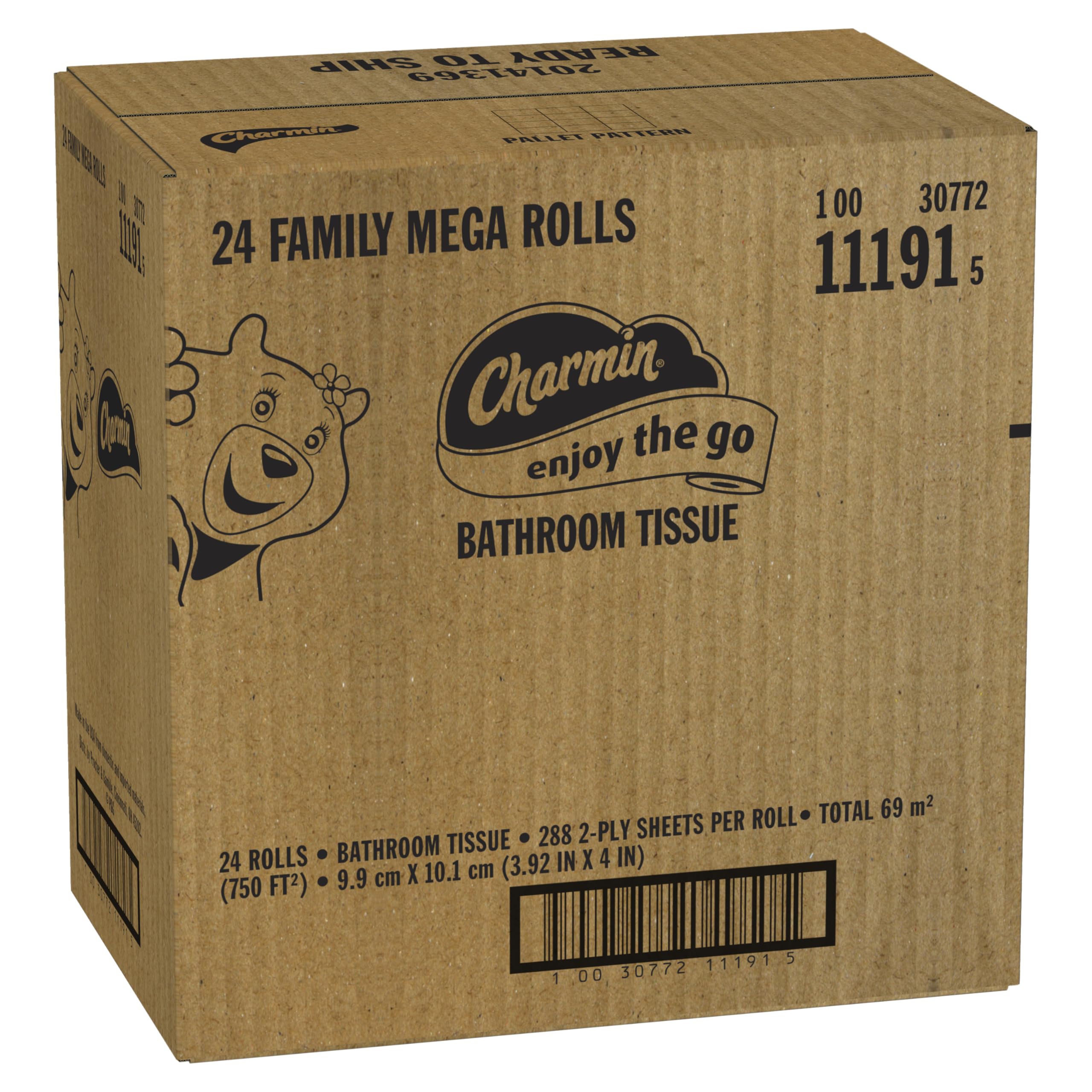 Charmin Ultra Soft Cushiony Touch Toilet Paper - 24 Family Mega Rolls (Equivalent to 123 Regular Rolls) | Gentle & Strong Bathroom Tissue for Home & Office Use