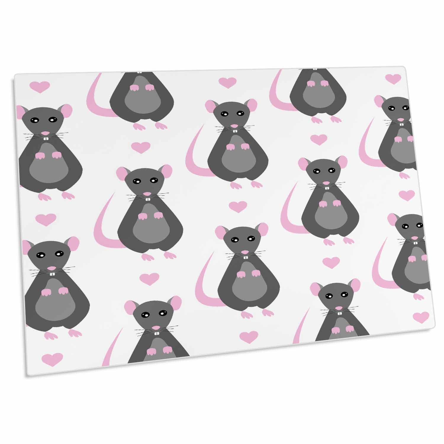 3D Rose Cute Gray Rats Pattern White Desk Pad Place Mats - Set of 4 Non-Slip Mouse Pads for Office, Gaming & Home Decor (dpd-335171-1) | Perfect for Computer Workstations, Dining Tables & Gift Ideas