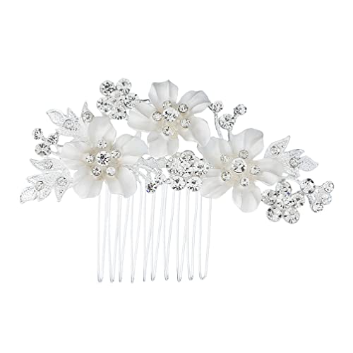 FOMIYES Rhinestone French Hair Pin - Elegant Flower Side Comb Hairpiece for Women & Girls | Wedding, Prom, Party Hair Accessory | Vintage Bridal Headdress & Styling Hair Clip
