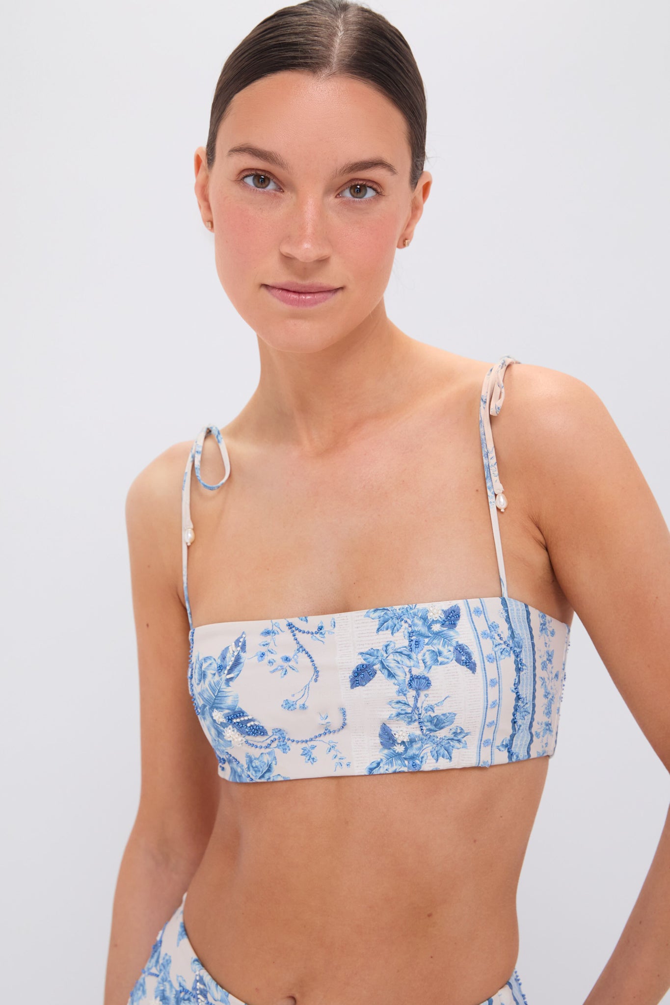 Bougainvillea Primavera Bikini Top for Women - Floral Print Swimwear, Adjustable Straps, Comfortable Beachwear for Summer Vacation & Pool Party