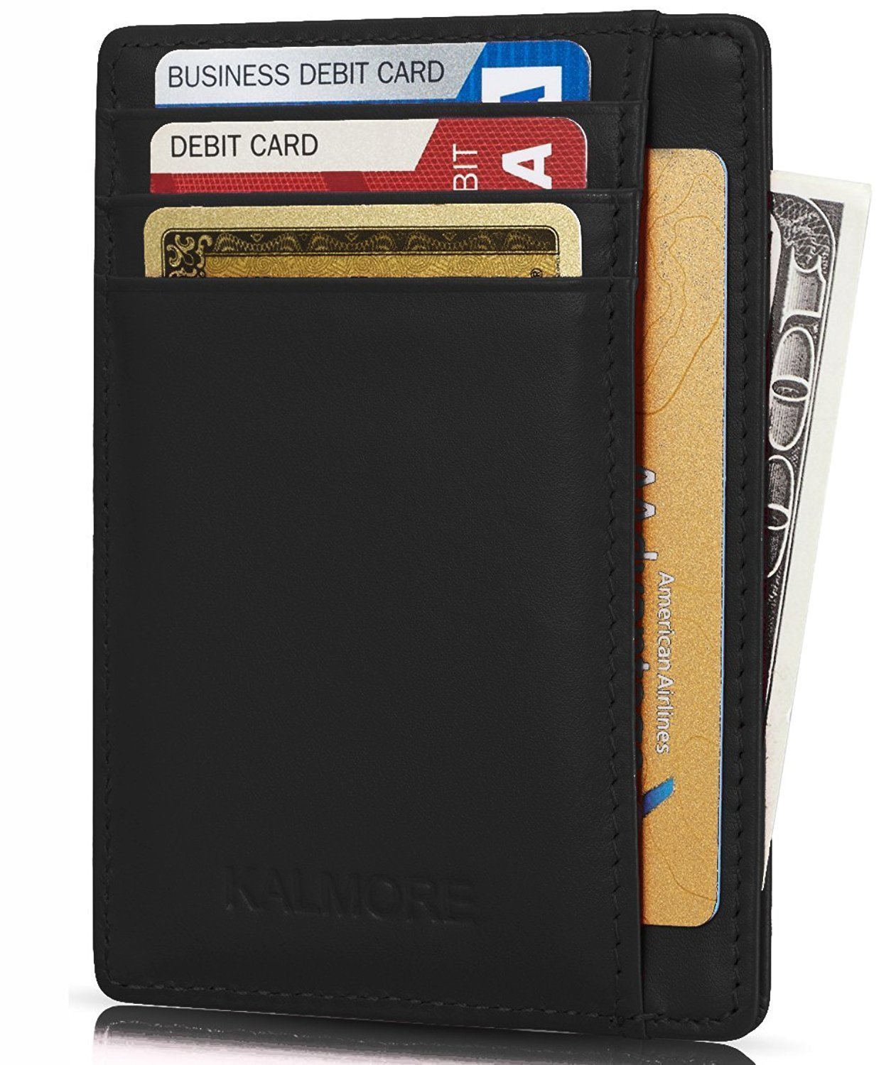 Genuine Leather Slim Front Pocket Wallet with ID Window & Credit Card Holder - Perfect for Men's Minimalist Everyday Carry & Travel