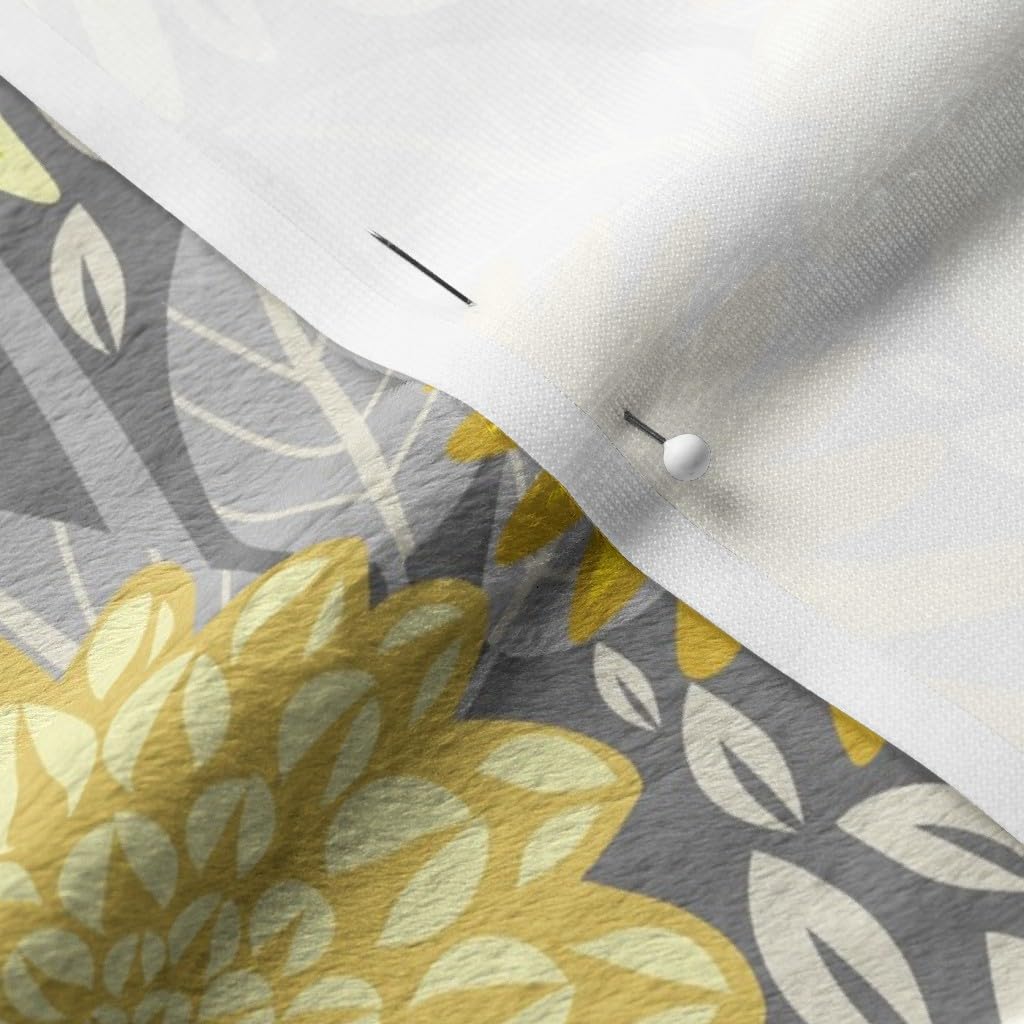 Summer Garden Wildflowers Printed Minky Fabric - Gray & Yellow Modern Floral Design for Baby Blankets, Quilt Backing & Sewing Projects | Soft Plush Fat Quarter for DIY Crafts & Home Decor