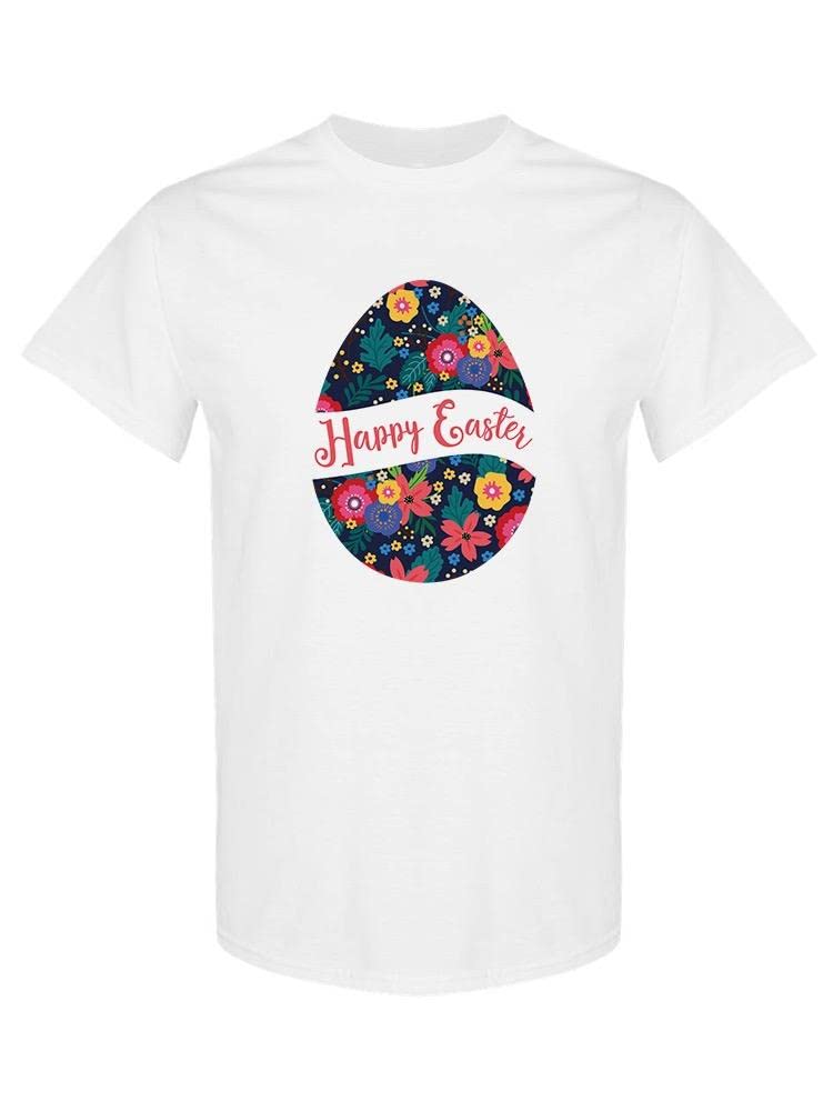 Happy Easter Egg Print Women's T-Shirt - Cute Bunny & Egg Design White Cotton Tee - Perfect for Easter Celebrations, Spring Outfits & Casual Wear