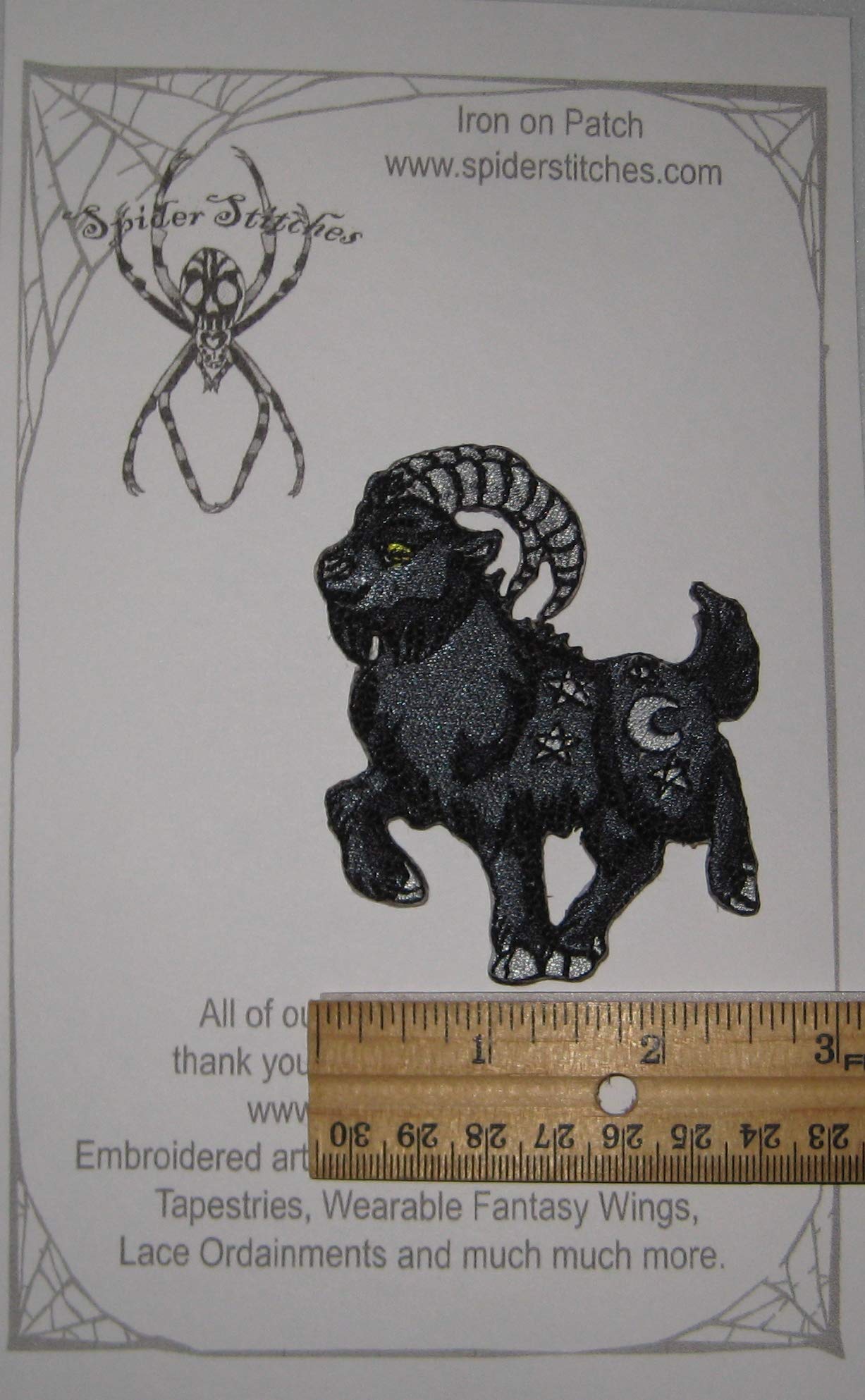 Black Goat Dancing Pagan Iron-On Patch for Clothing - Occult Witchcraft, Gothic Fashion, DIY Costume & Jacket Embellishment