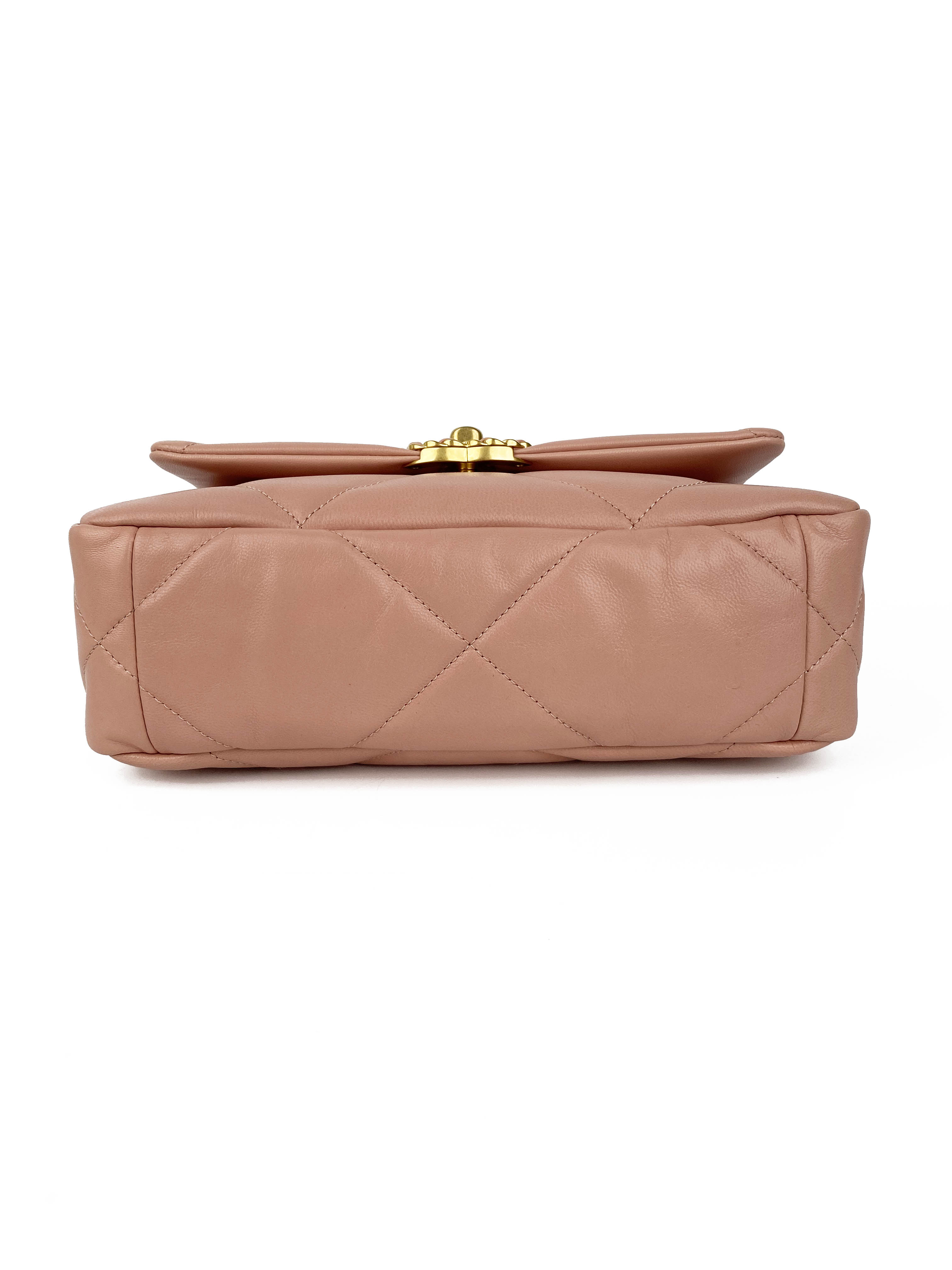 Chanel Blush Pink Small C19 Bag - Luxury Quilted Leather Crossbody Handbag for Women | Perfect for Date Night, Parties & Special Occasions