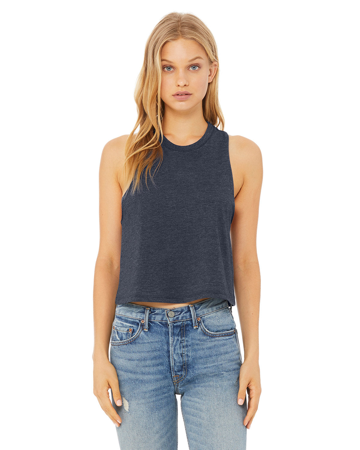 Bella + Canvas 6682 Women's Racerback Cropped Tank Top - Soft & Breathable Workout Shirt for Yoga, Running & Gym - Trendy Athletic Wear for Women