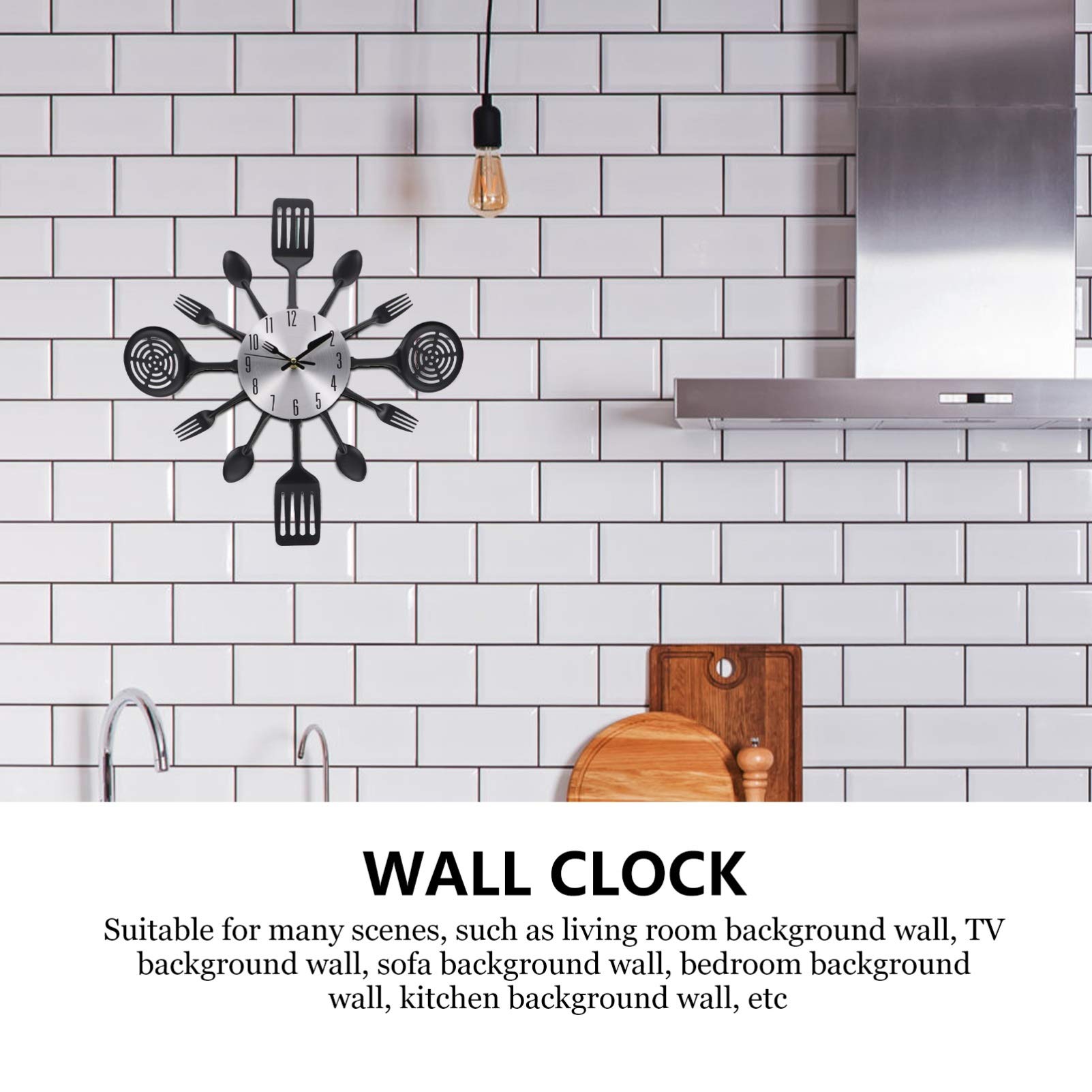 Rustic 3D Removable Kitchen Wall Clock with Forks and Spoons - Unique Cutlery Design for Home & Room Decoration - Perfect for Farmhouse, Dining Room, or Kitchen Wall Decor