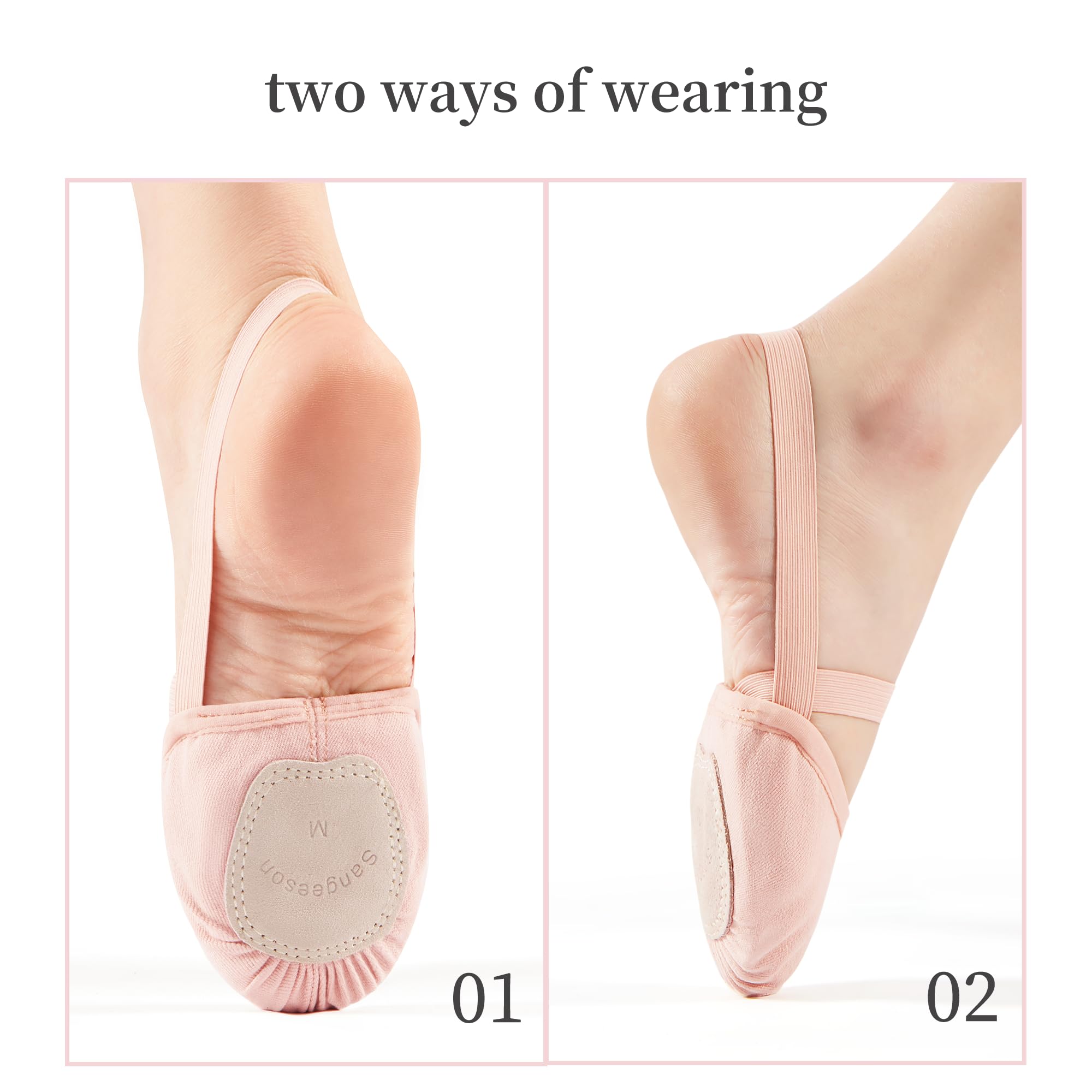 SANGEESON Half Sole Dance Shoes - Stretch Canvas Ballet Shoes for Women & Girls - Perfect for Ballet, Jazz, Contemporary, Lyrical & Modern Dance - Ideal for Studio Practice, Performances & Dance Classes