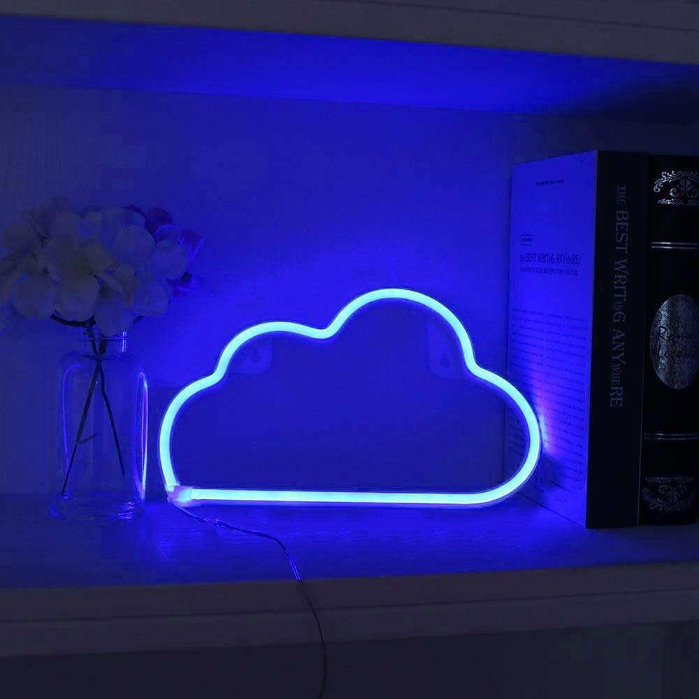 YouOKLight Neon Cloud Sign - Battery/USB Powered LED Wall Light for Bedroom, Kids Room, Living Room Decor | Perfect for Parties, Weddings & Christmas Decorations (Blue)